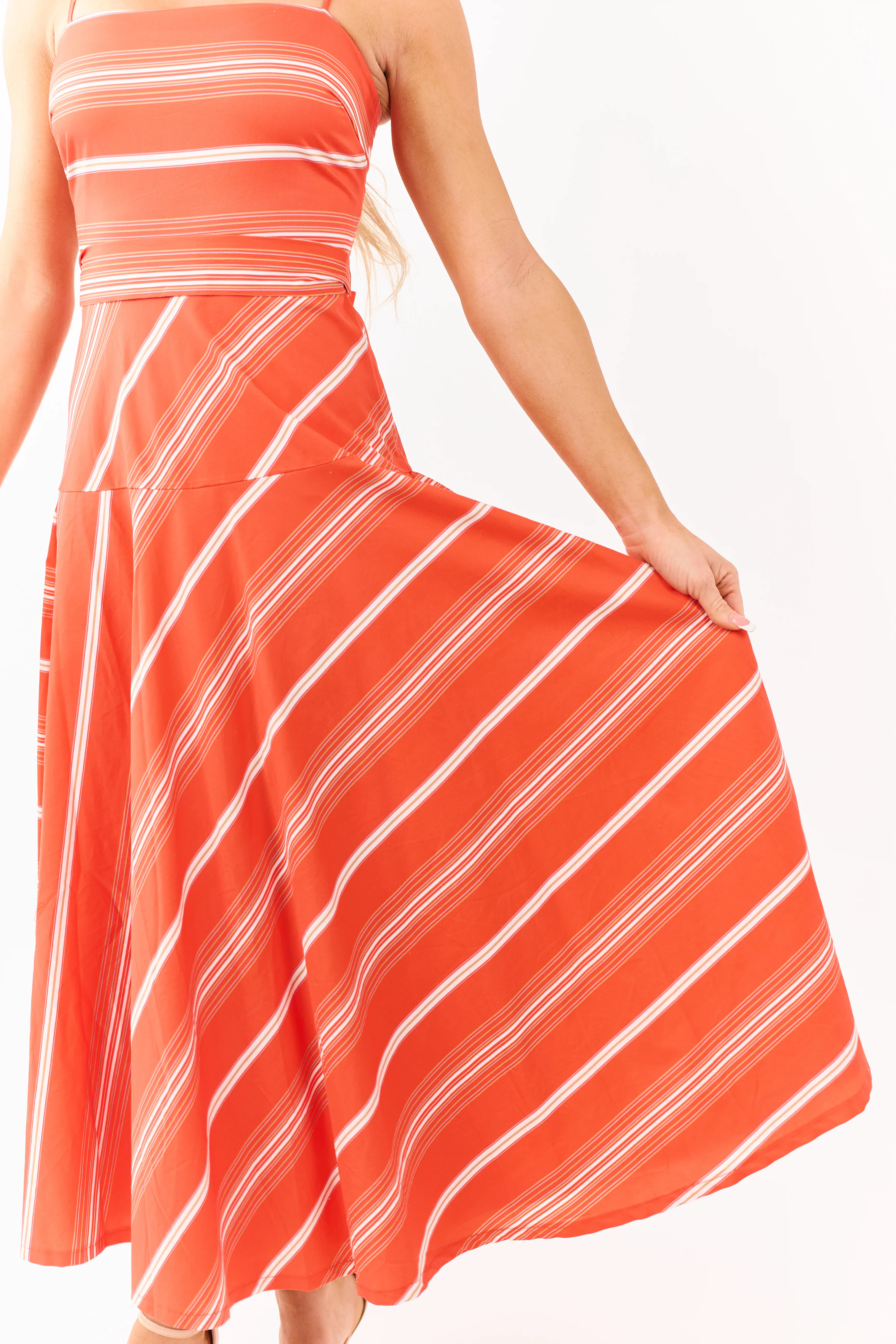 Flying Tomato Brick Striped Cotton Midi Dress - Image 6
