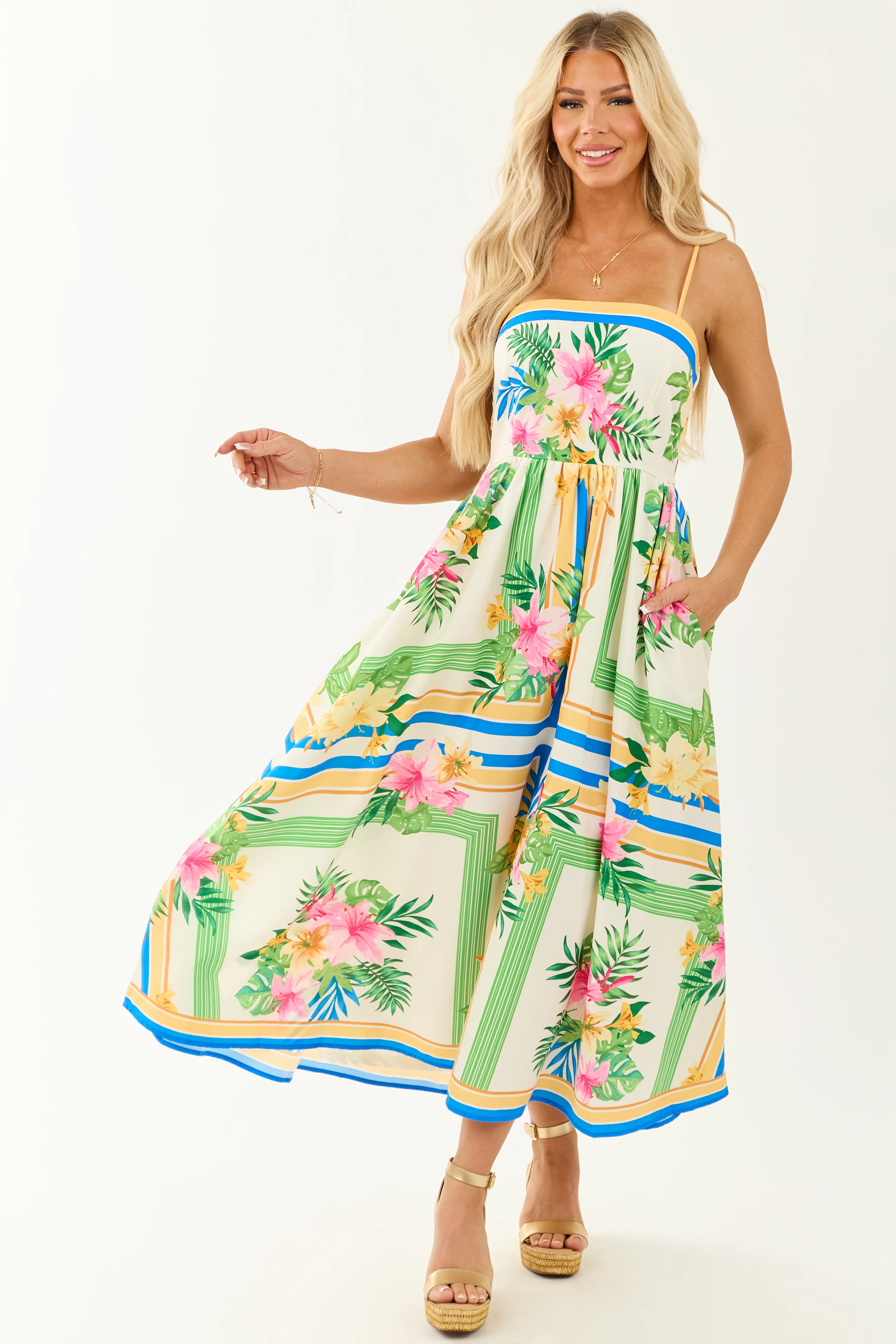 Flying Tomato Ivory Vacation Print Maxi Dress - Image 2