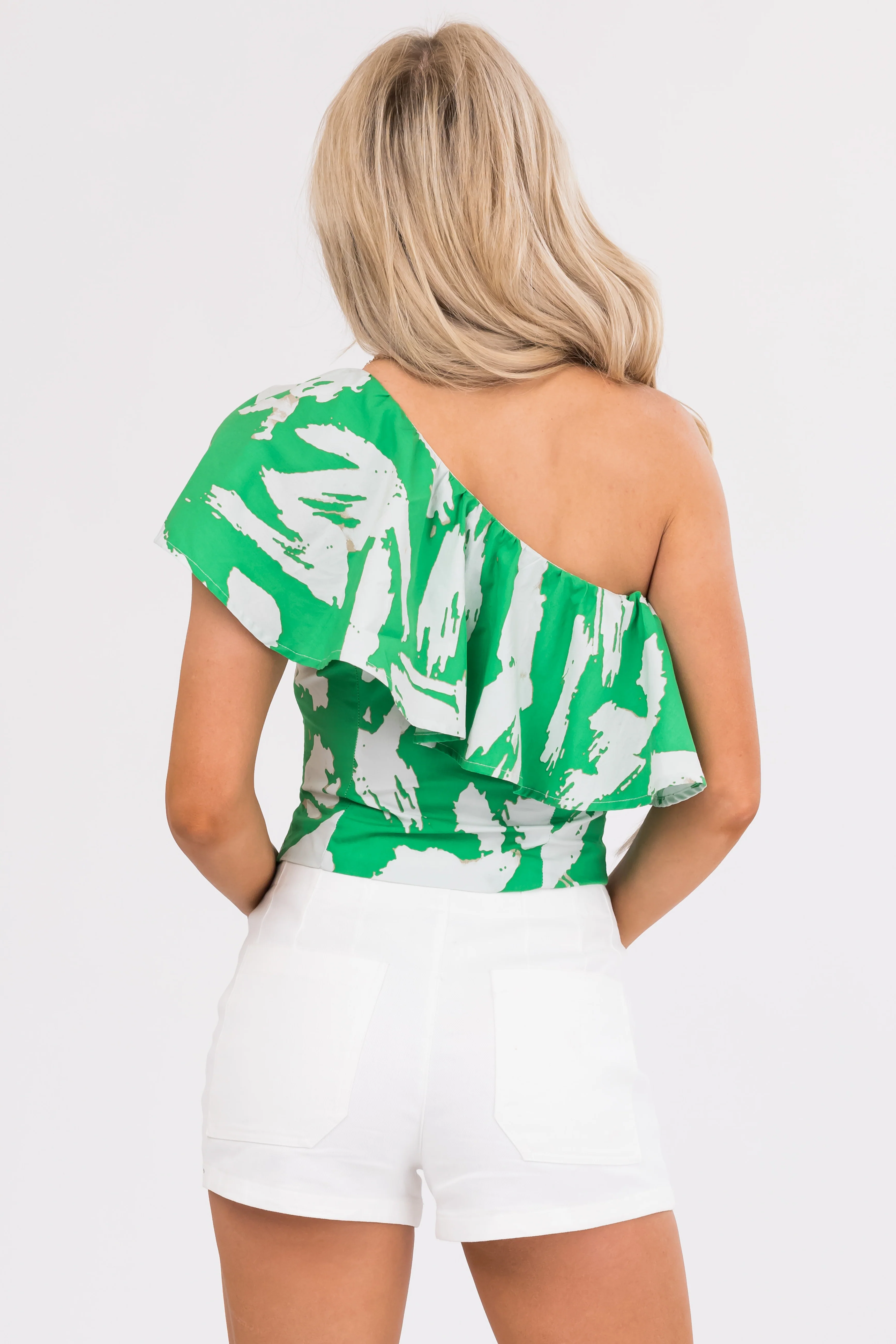 Flying Tomato Kelly Green Abstract Print Top - Image 5