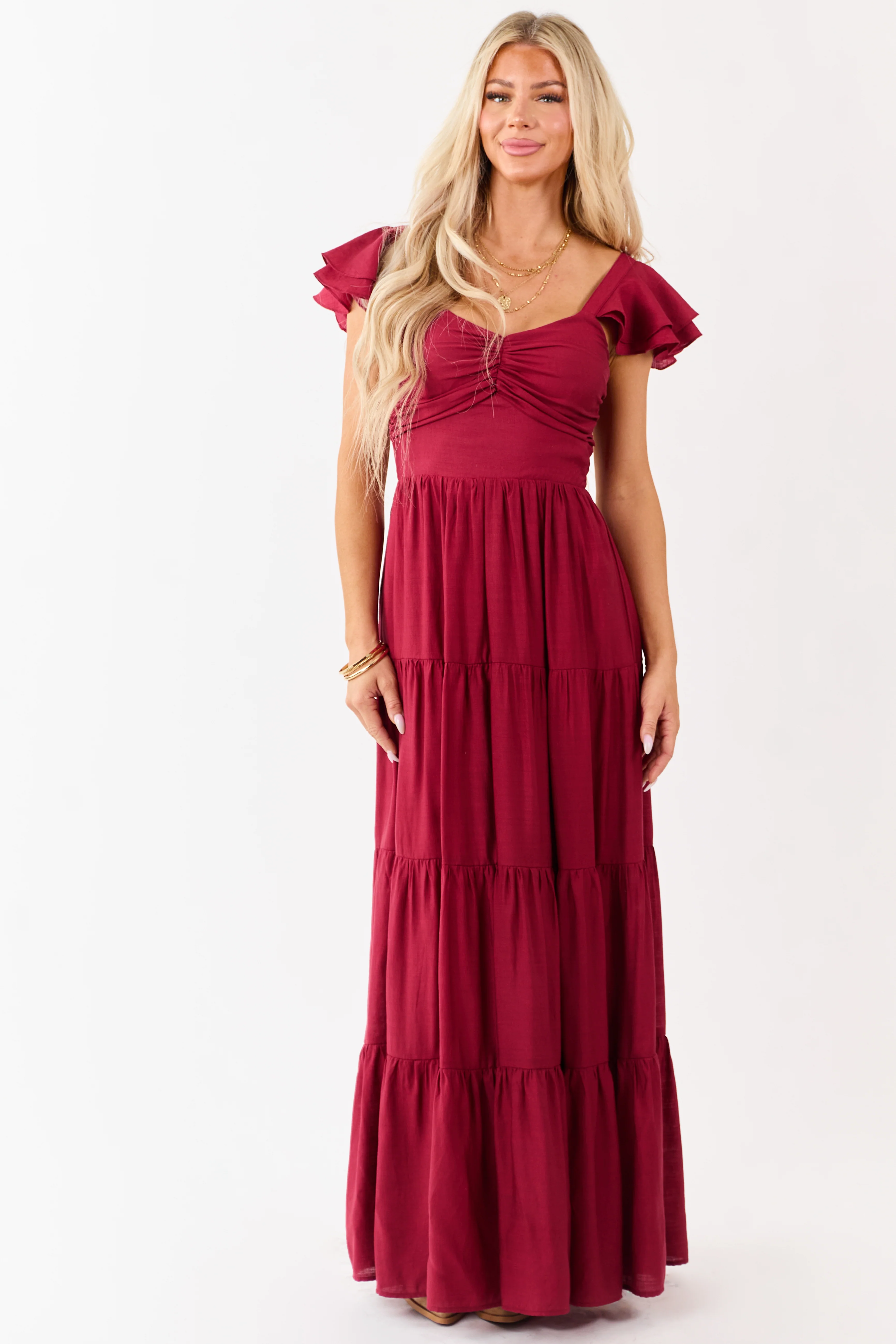 Flying Tomato Maroon Tiered Maxi Dress - Image 2