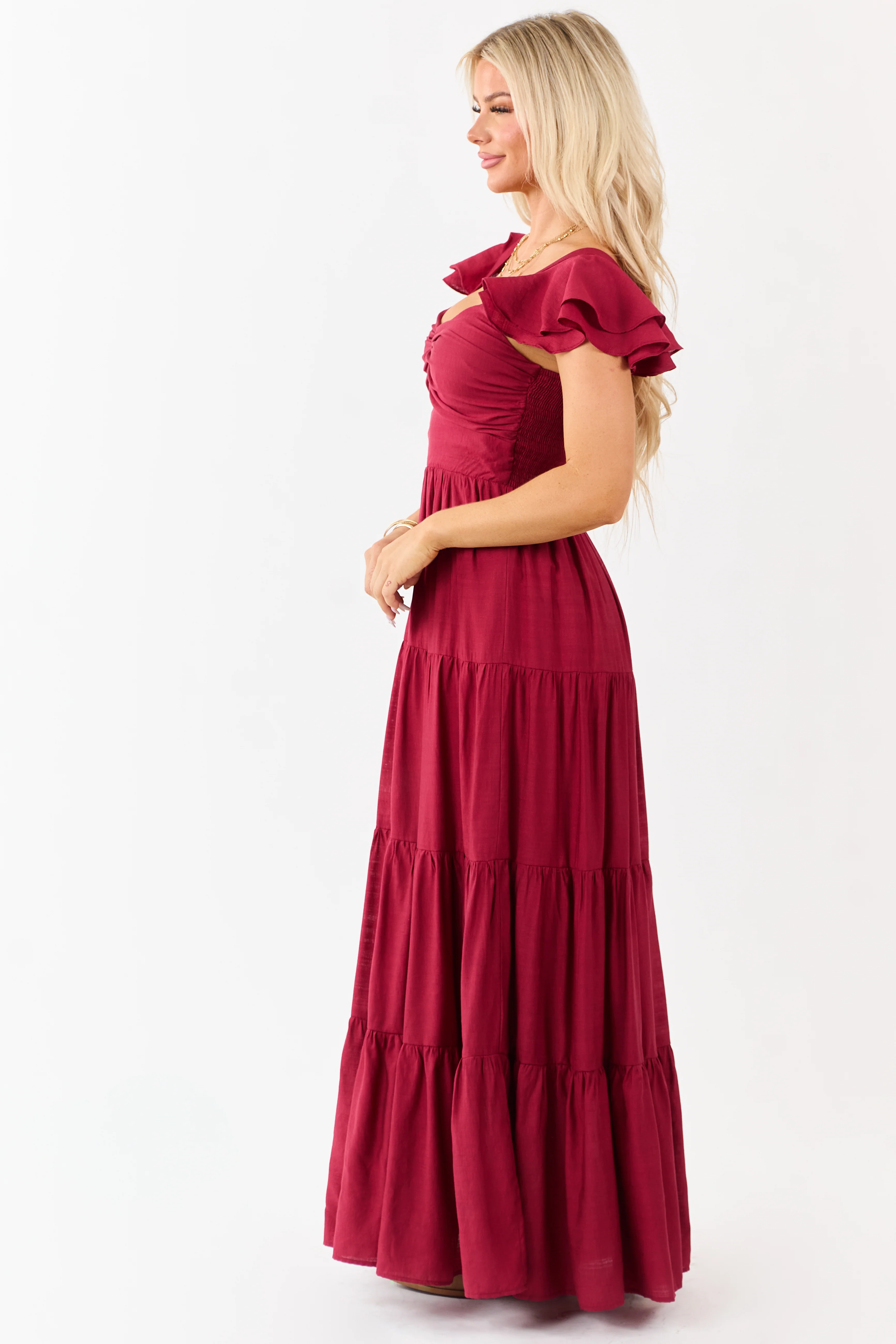 Flying Tomato Maroon Tiered Maxi Dress - Image 5