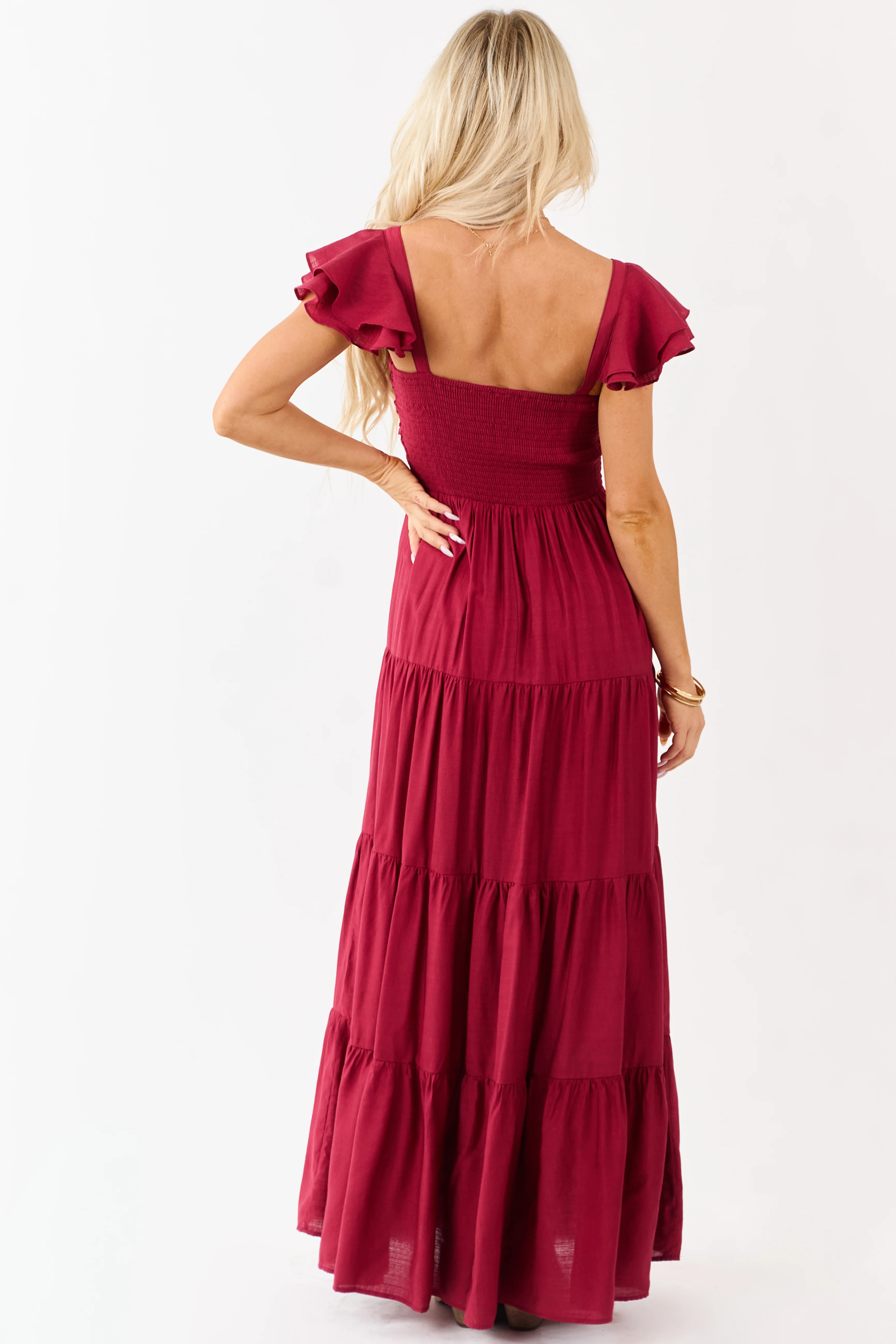 Flying Tomato Maroon Tiered Maxi Dress - Image 6