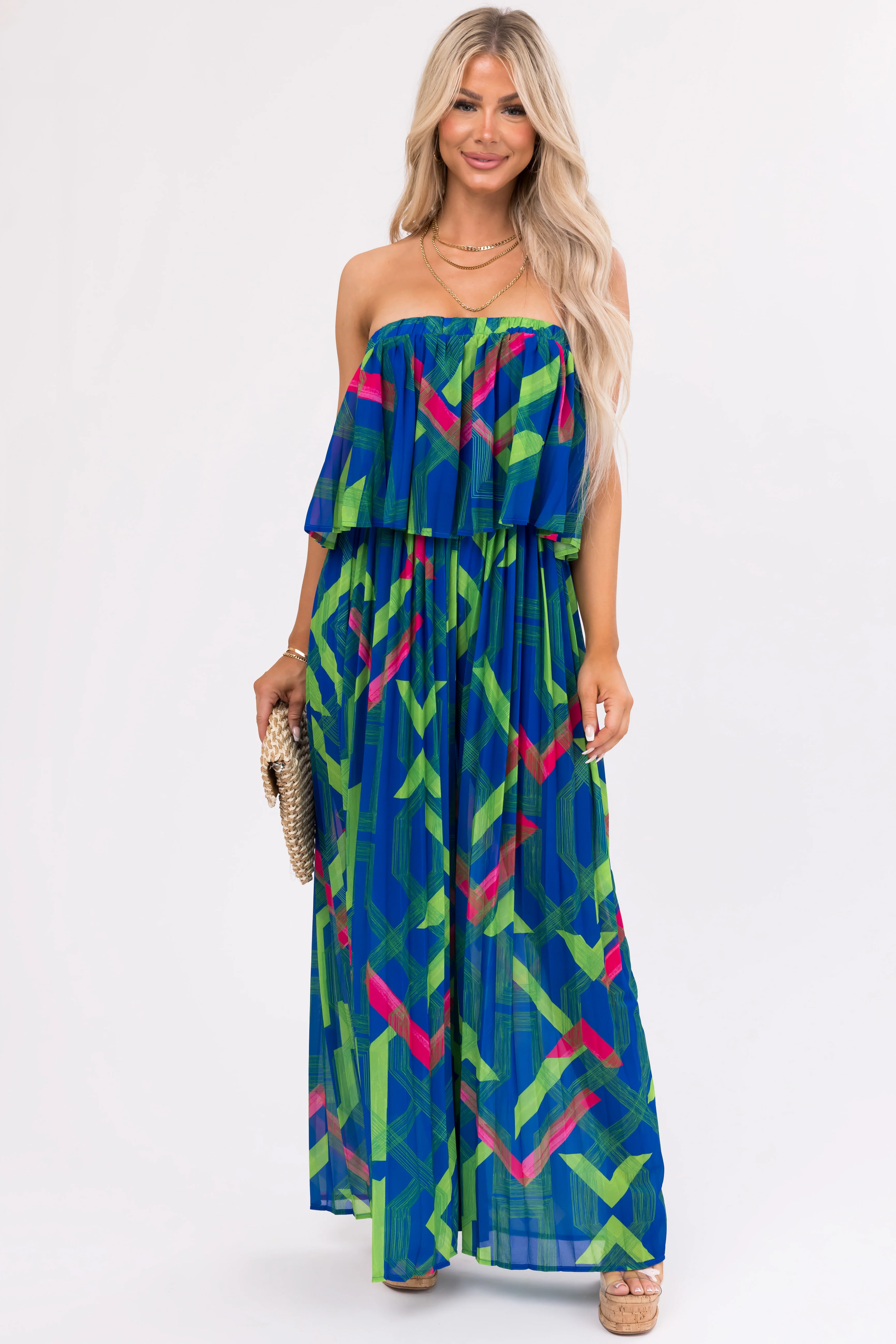 Flying Tomato Royal Blue Strapless Jumpsuit - Image 3