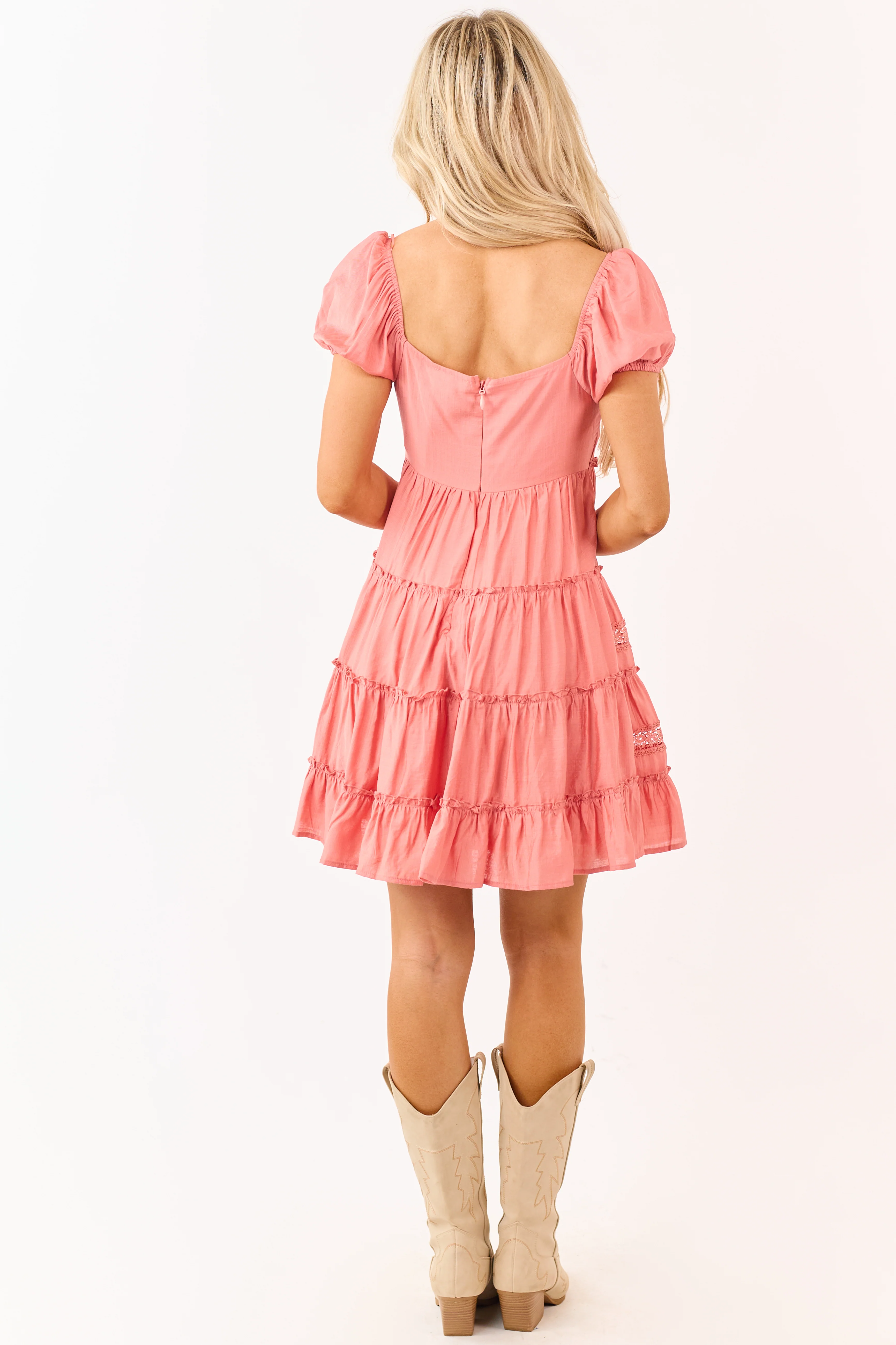 Ginger Tiered Lace Deep V-Neck Babydoll Mini Dress - Image 6