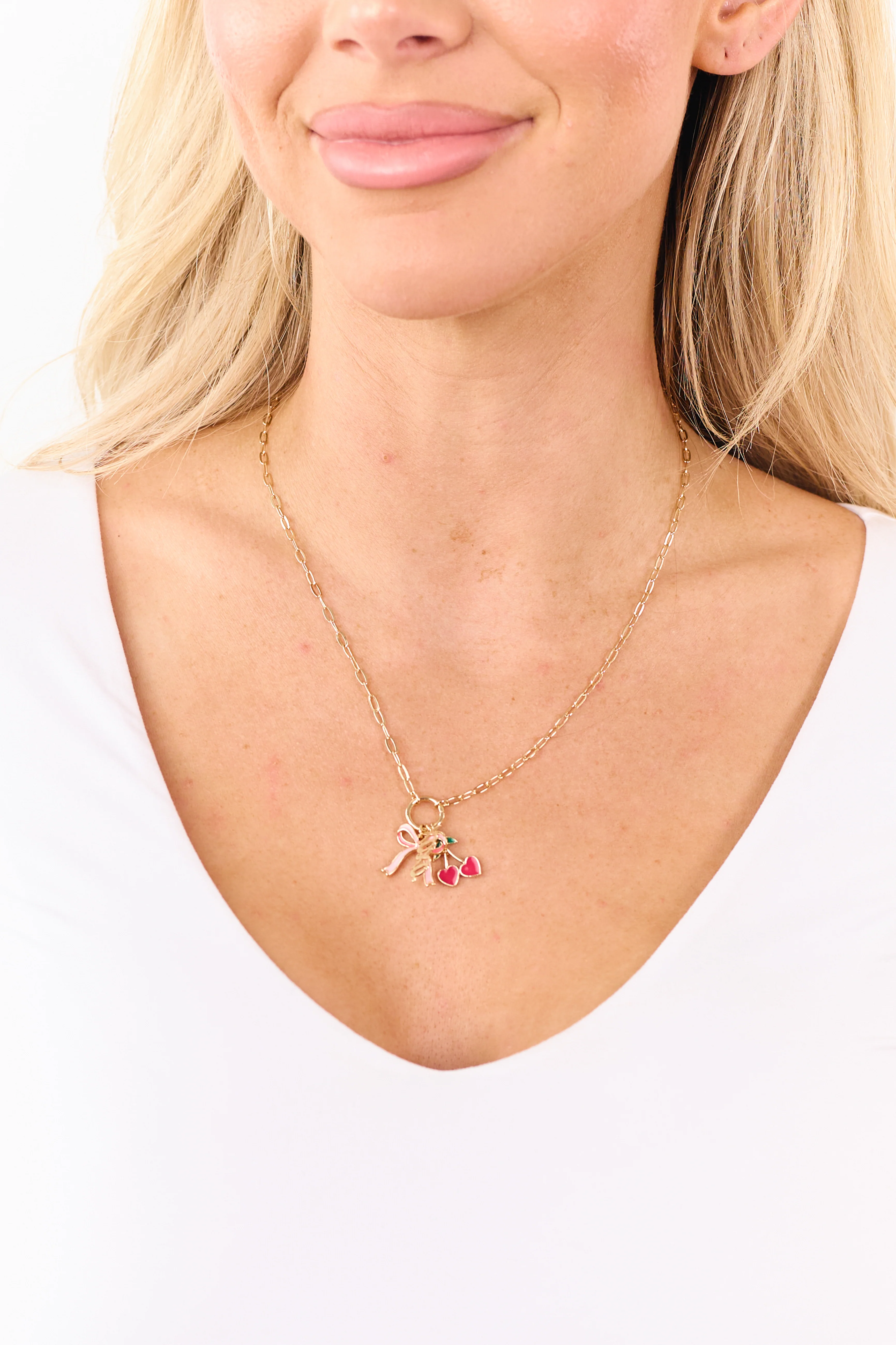 Gold Chain Multi Style Love Charm Necklace - Image 2