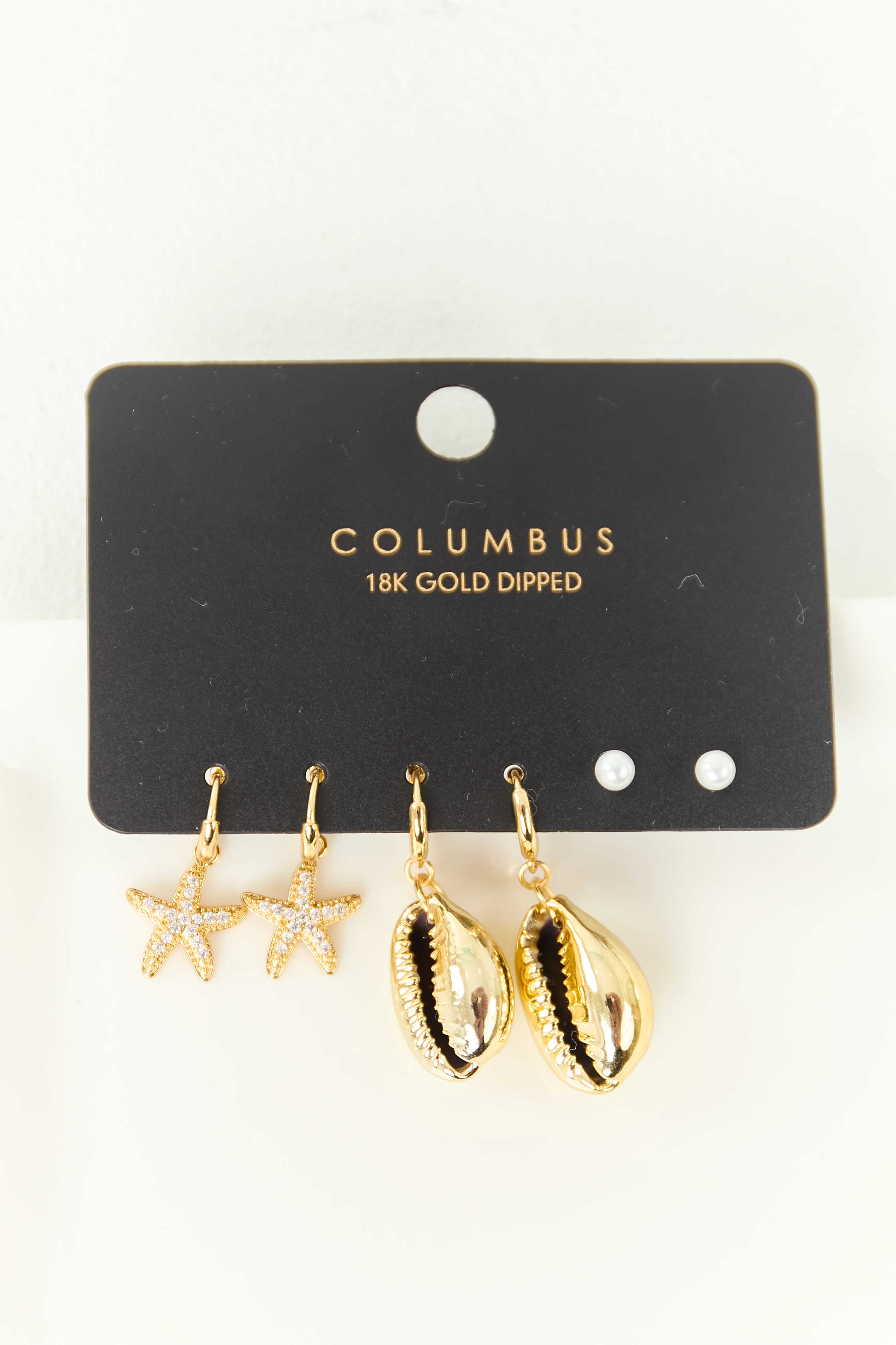 Gold Sea Life 3 Pair Earring Set
