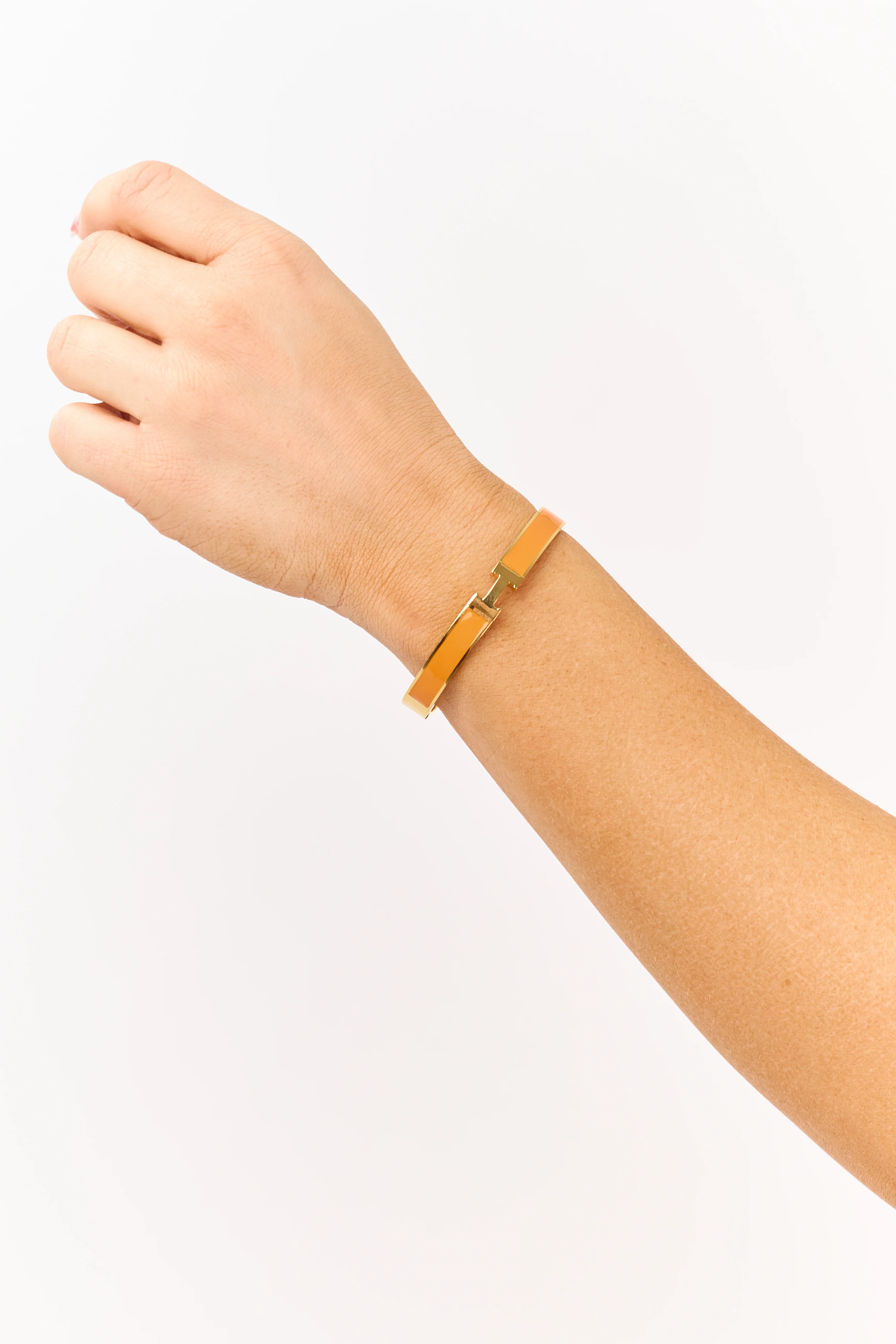 Gold and Sunset Enamel Hinged Bracelet - Image 2