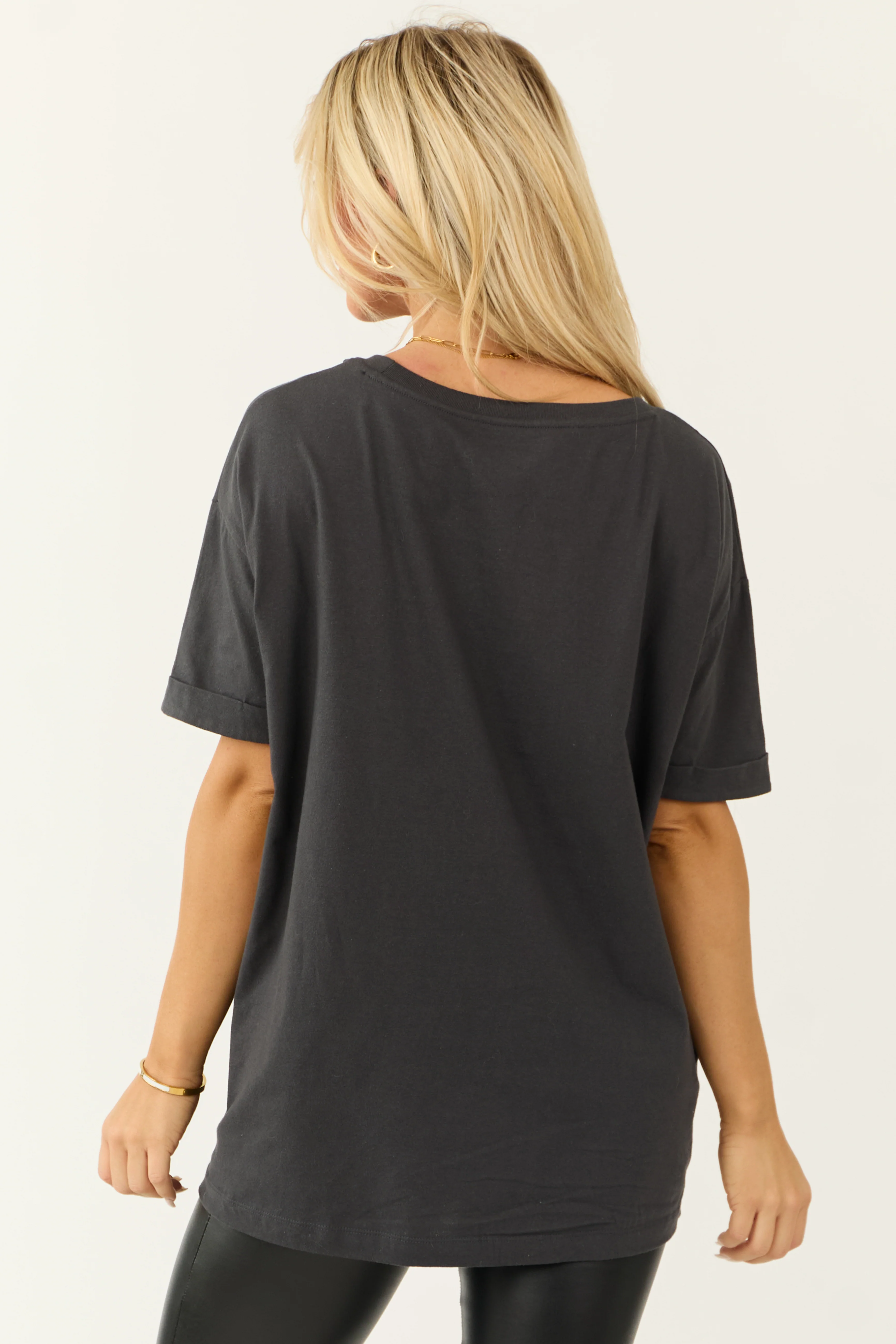 Graphite Bow Oversized Short Sleeve Graphic Top - Image 5