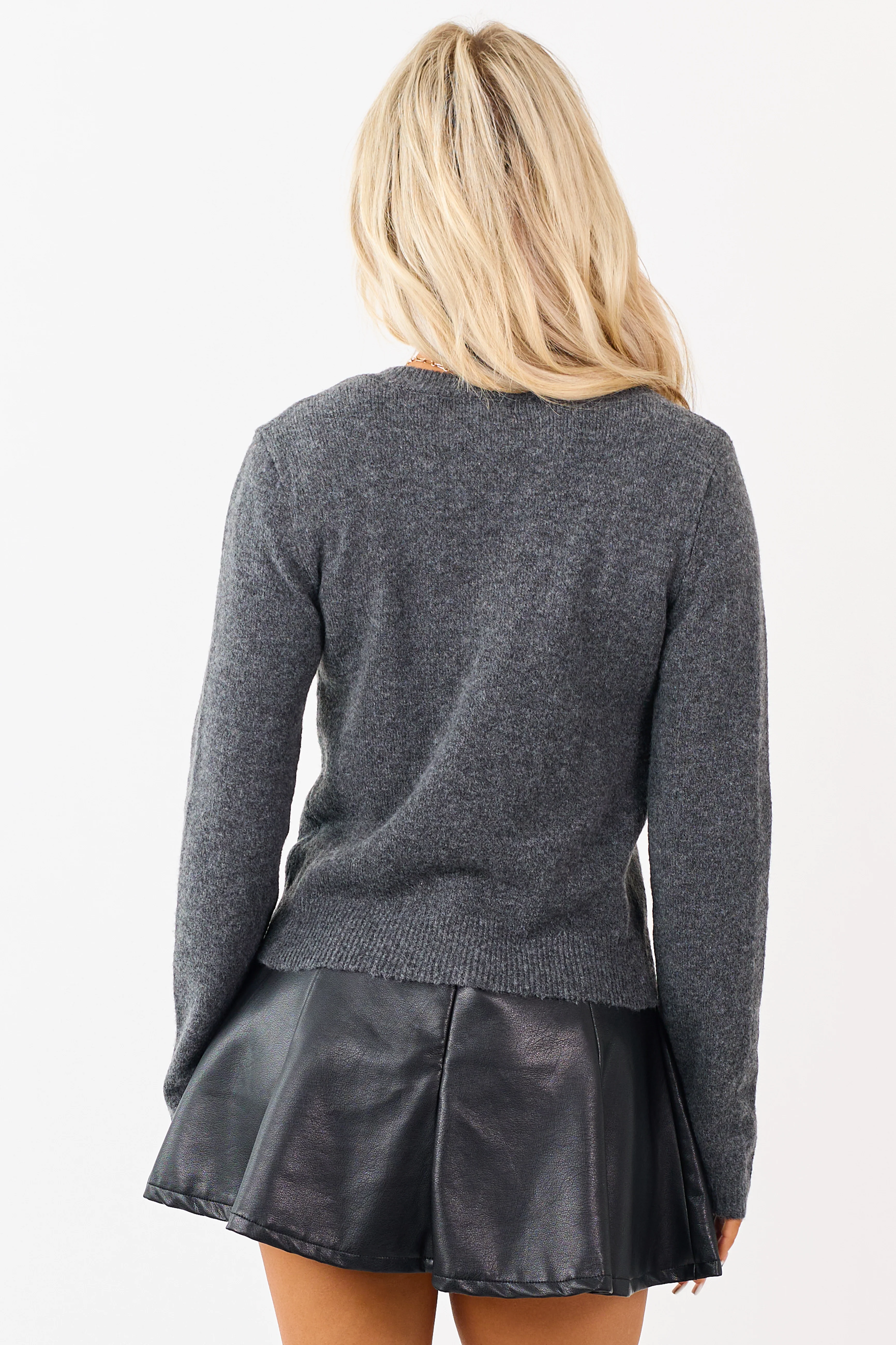 Graphite Button Down Long Sleeve Knit Cardigan - Image 5