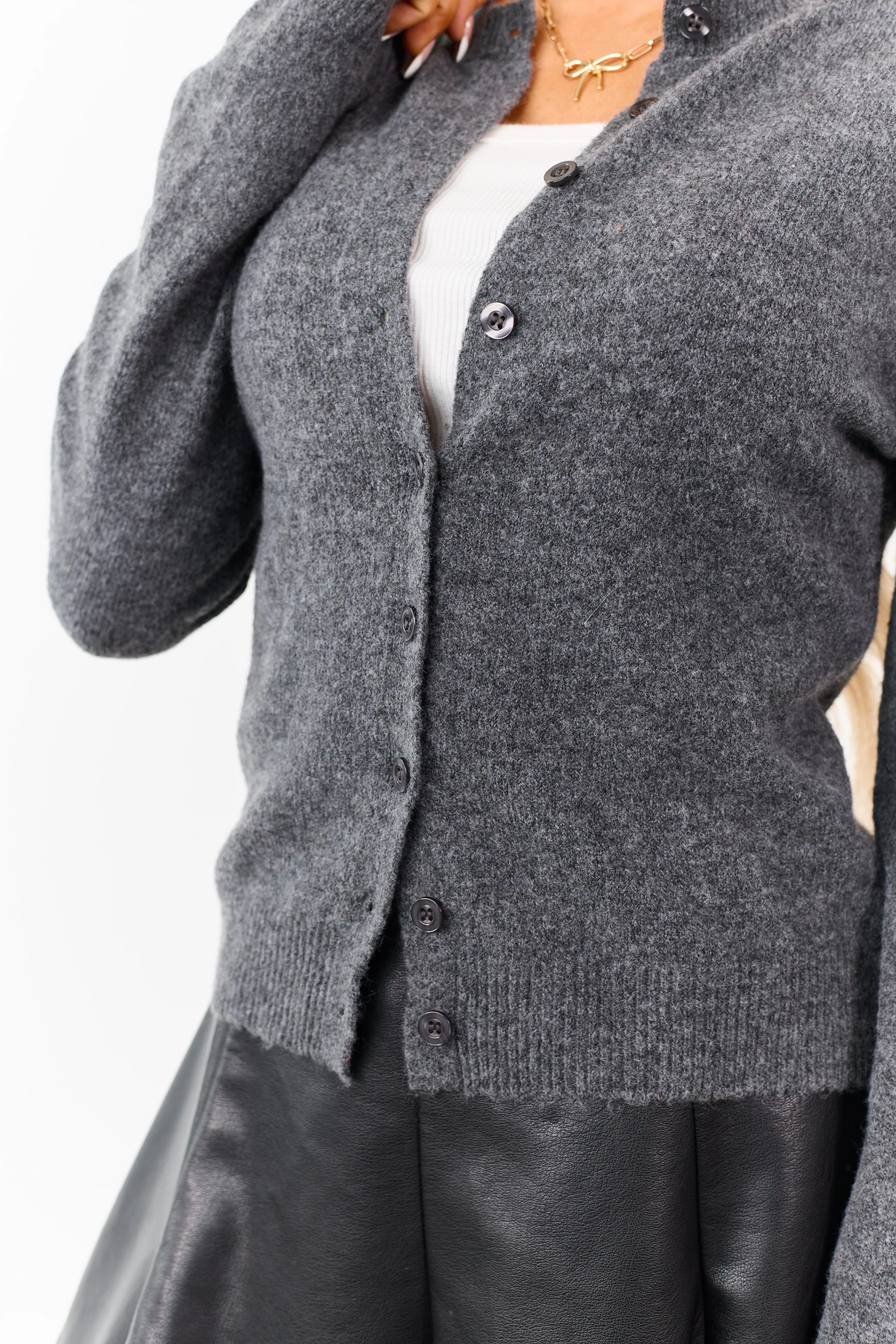 Graphite Button Down Long Sleeve Knit Cardigan - Image 6