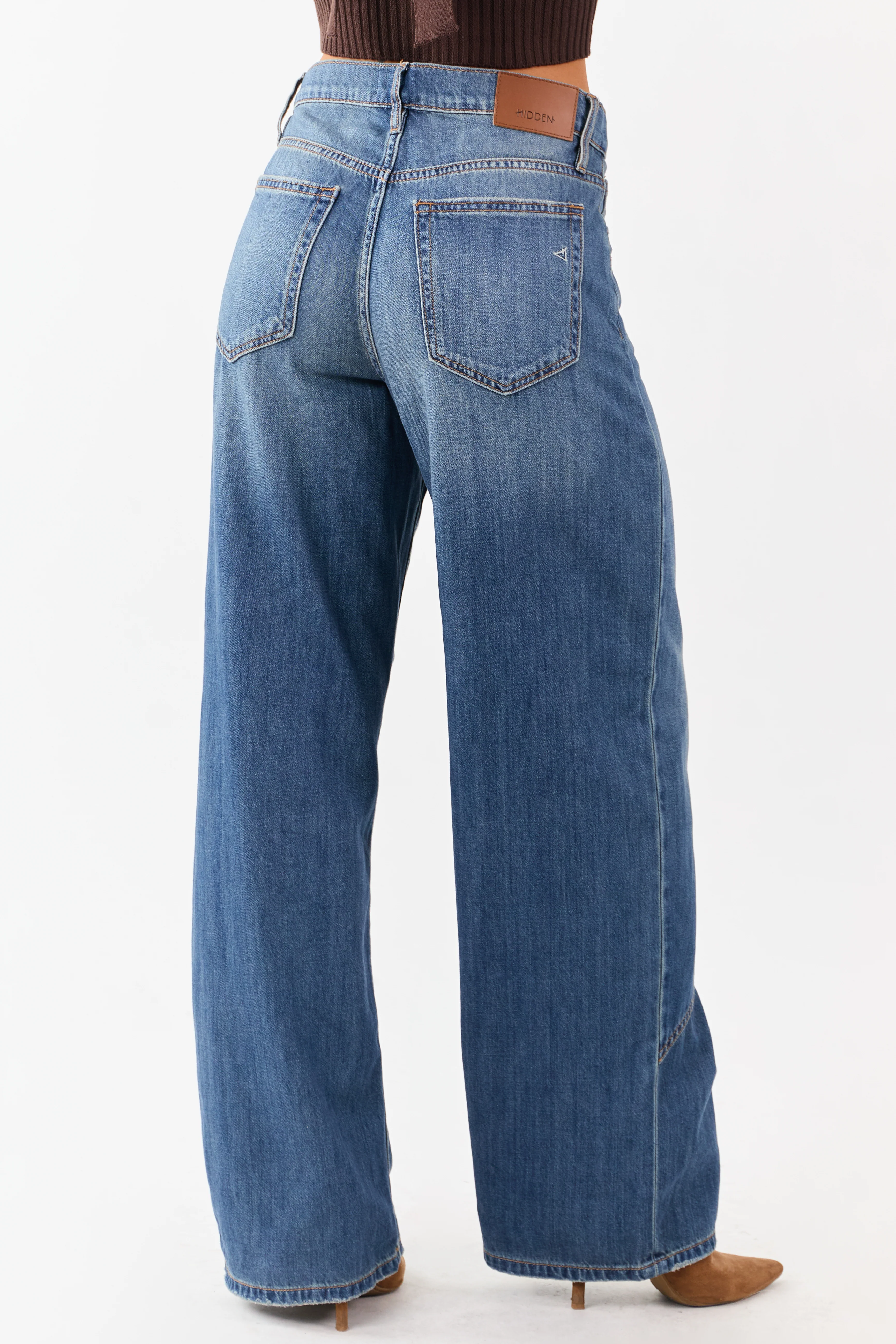 Hidden Medium Wash Wide Leg High Rise Jeans - Image 4