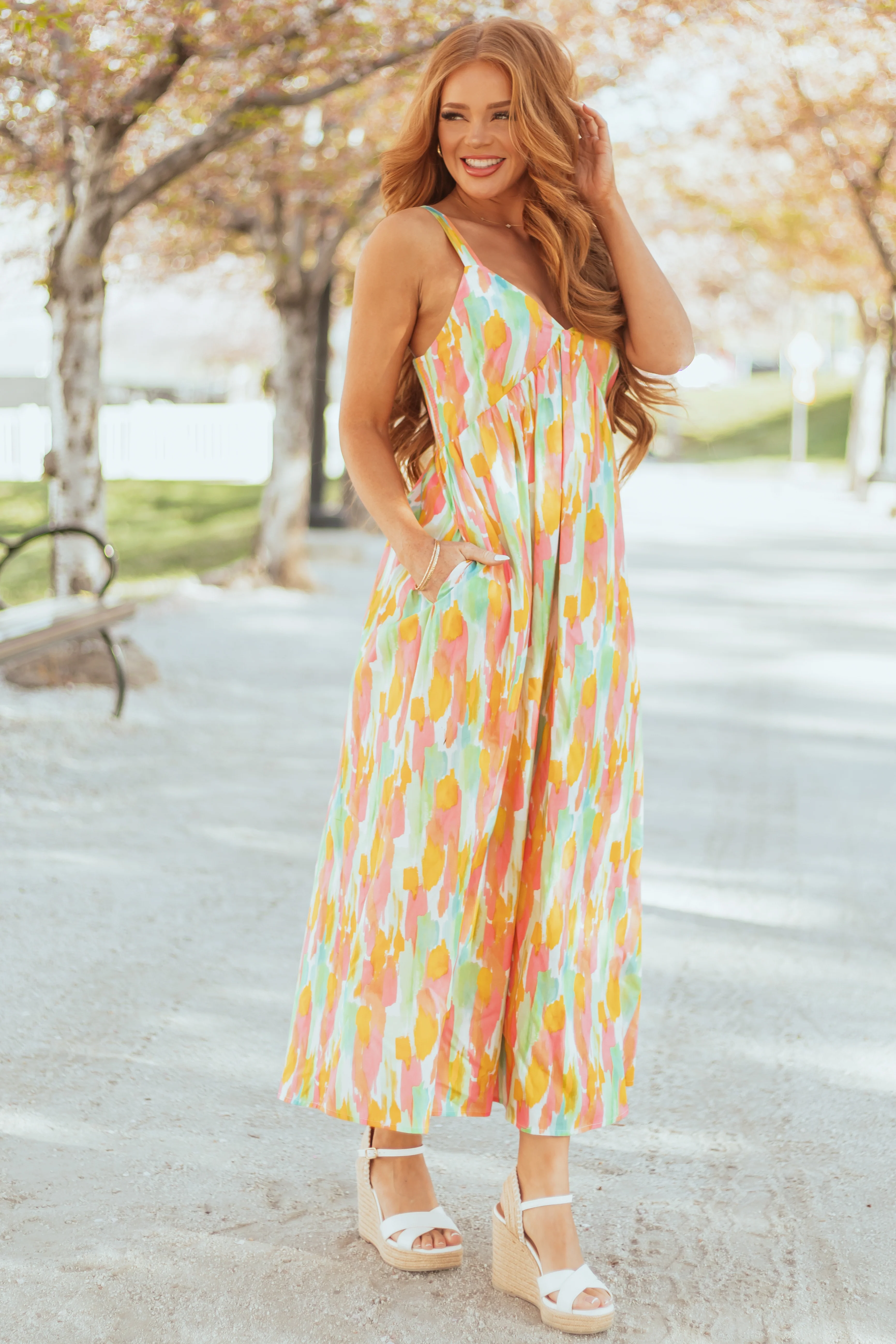 Lovelo Ivory Abstract Print Sleeveless Maxi Dress - Image 2