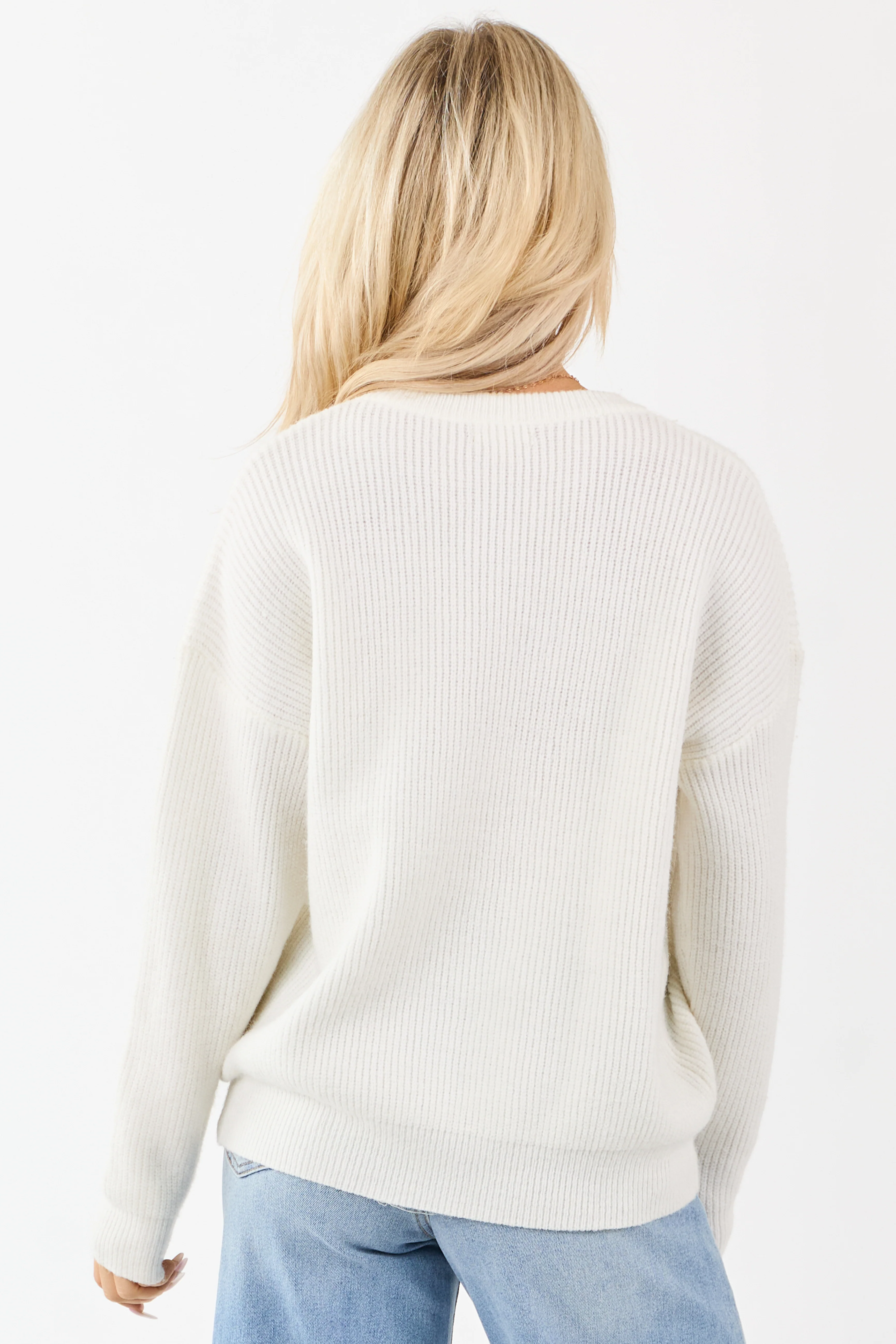 Ivory 'Hello Pumpkin' Yarn Embroidery Sweater - Image 5