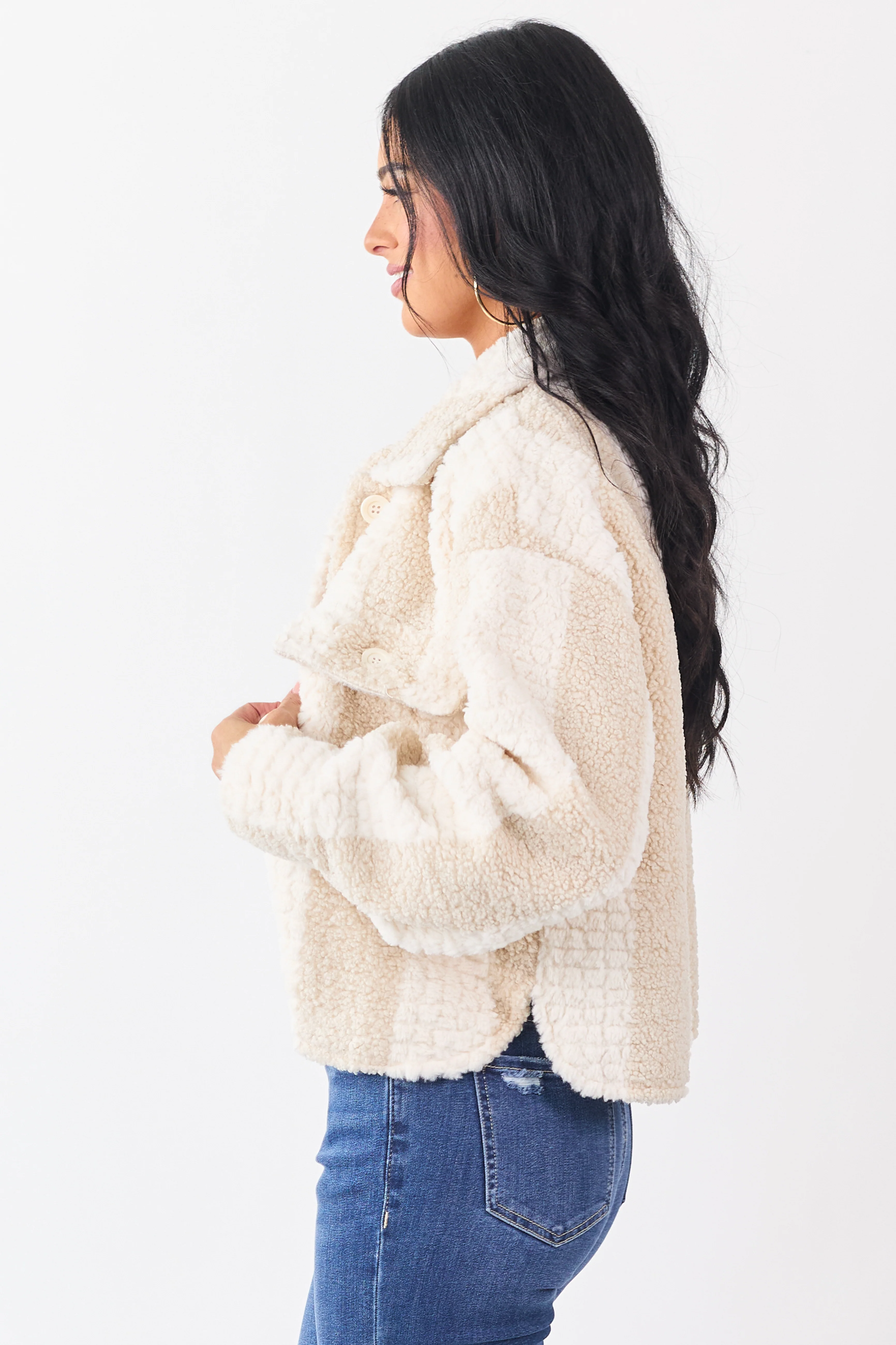 Ivory and Nude Striped Textured Jacket - Image 4