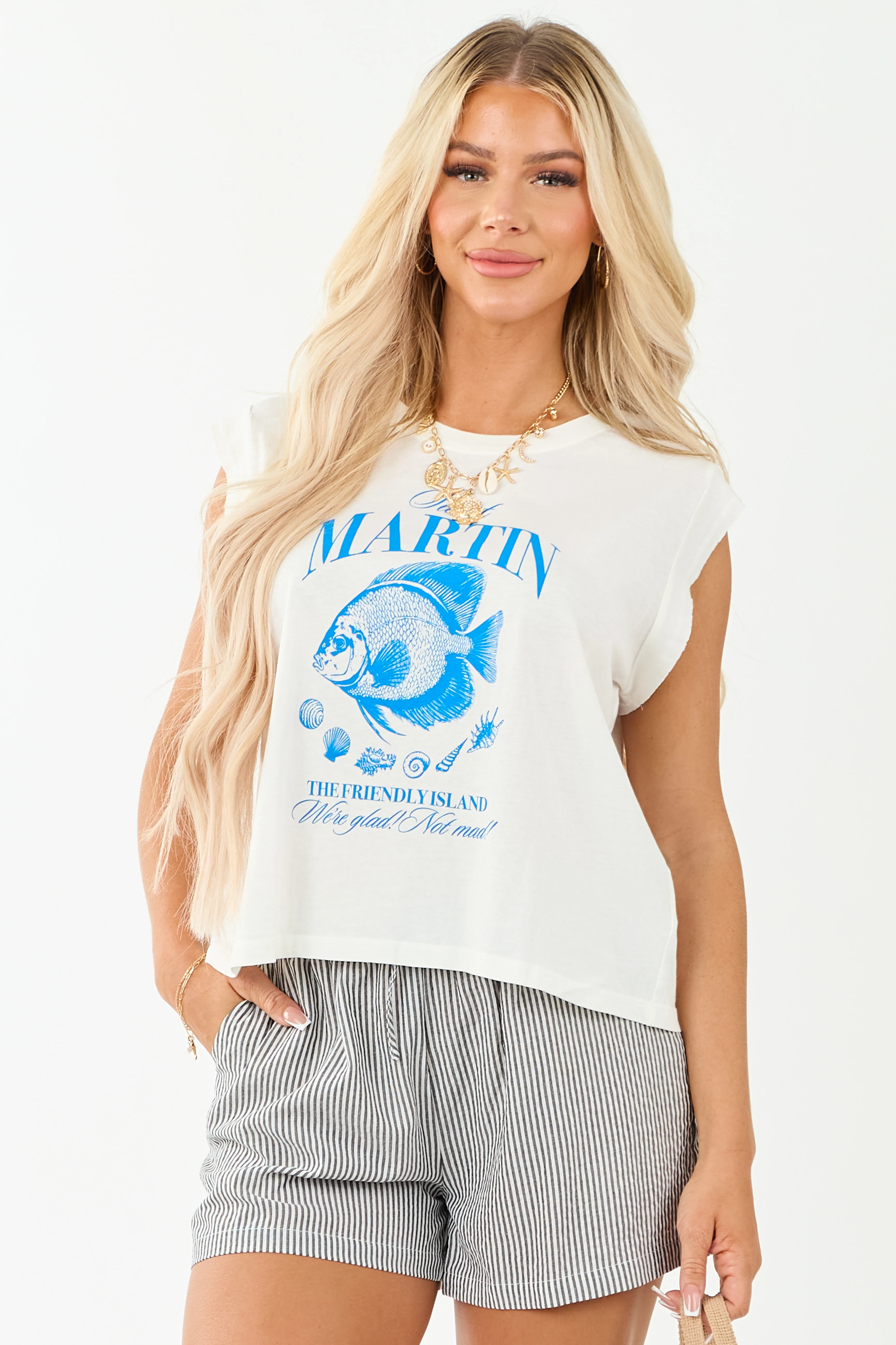 Ivory 'Saint Martin' Fish Graphic Cotton Tee - Image 2