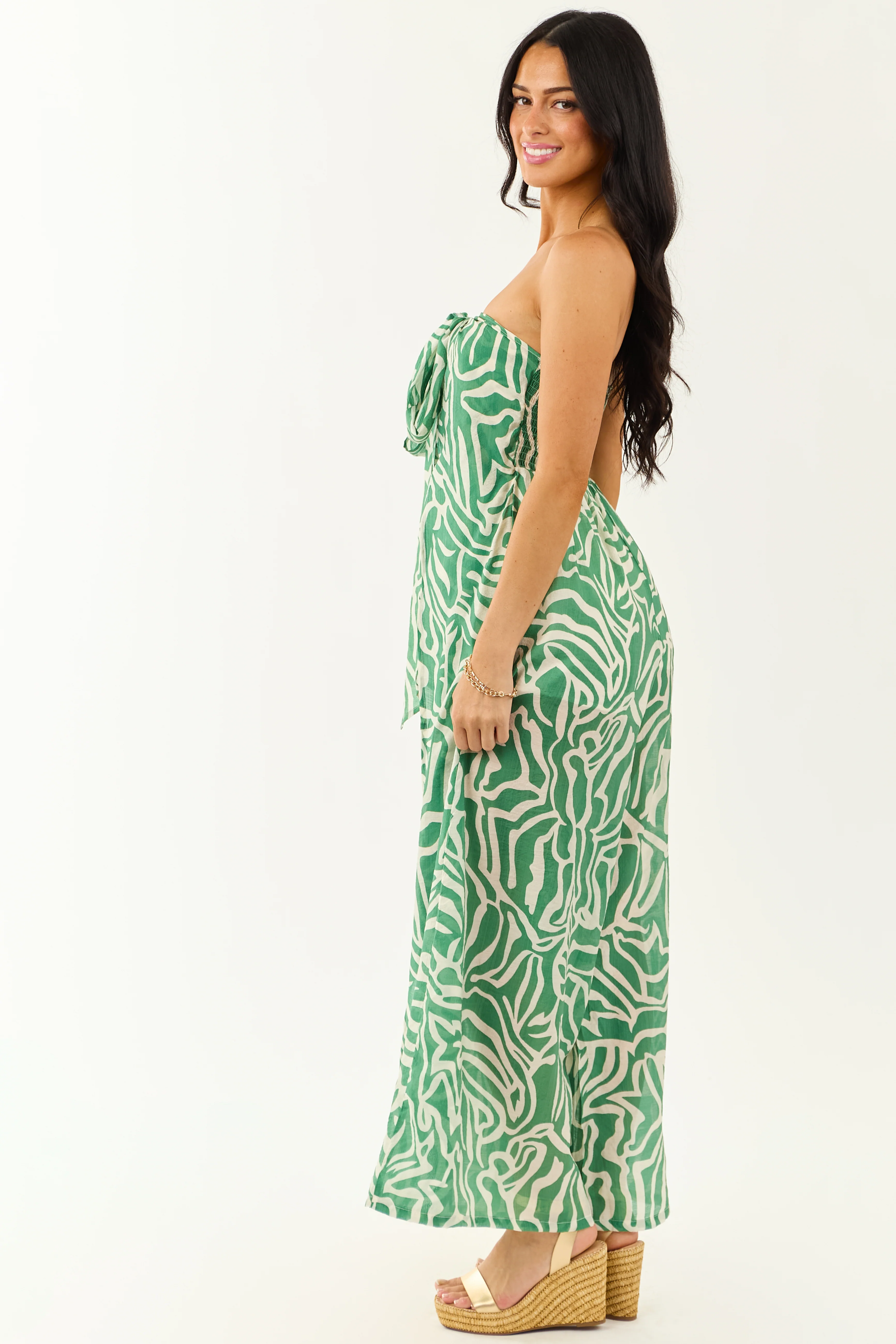 Jade Abstract Convertible Halter Wide Leg Jumpsuit - Image 5