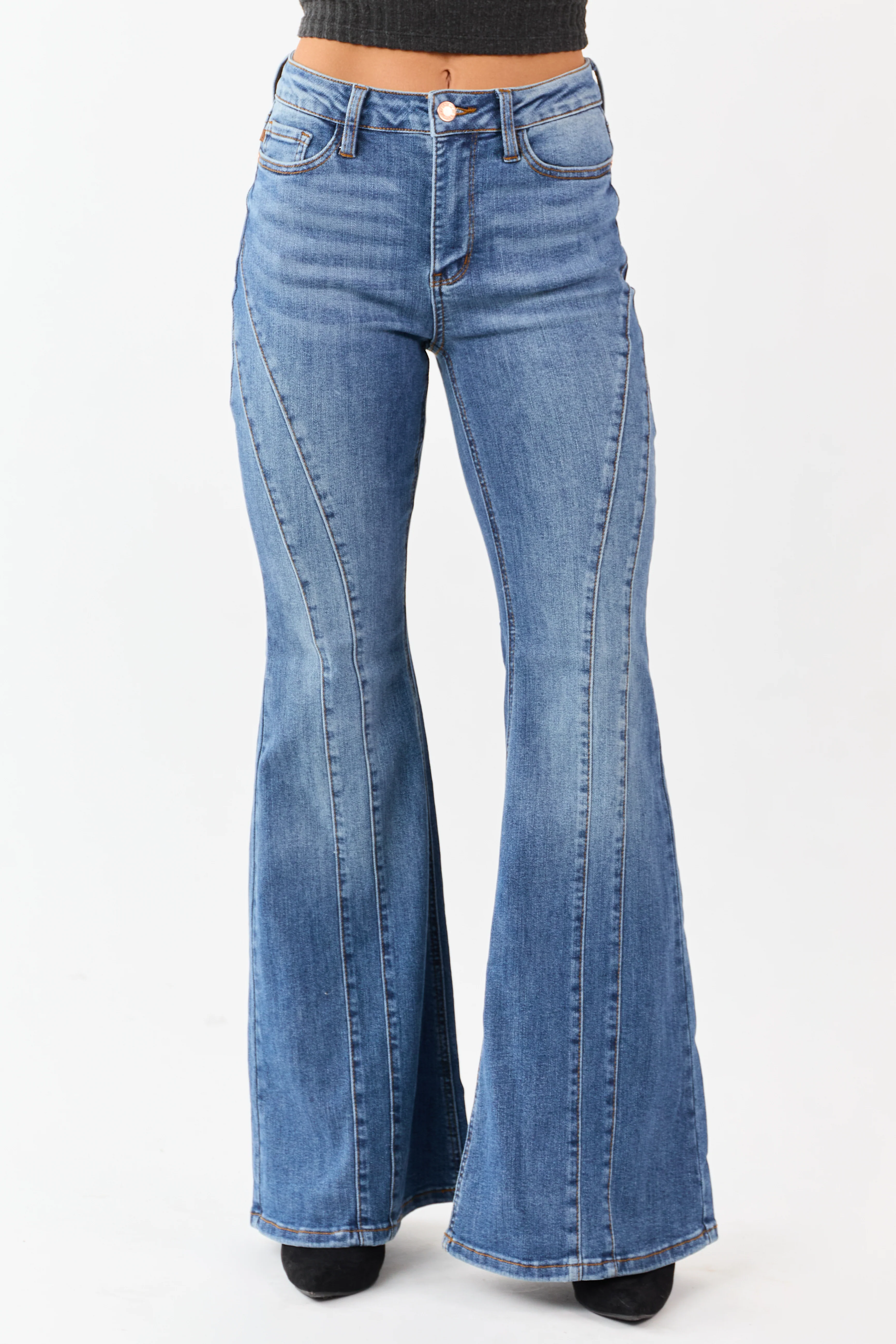 Judy Blue Faded Medium Wash Stretchy Flare Jeans - Image 2