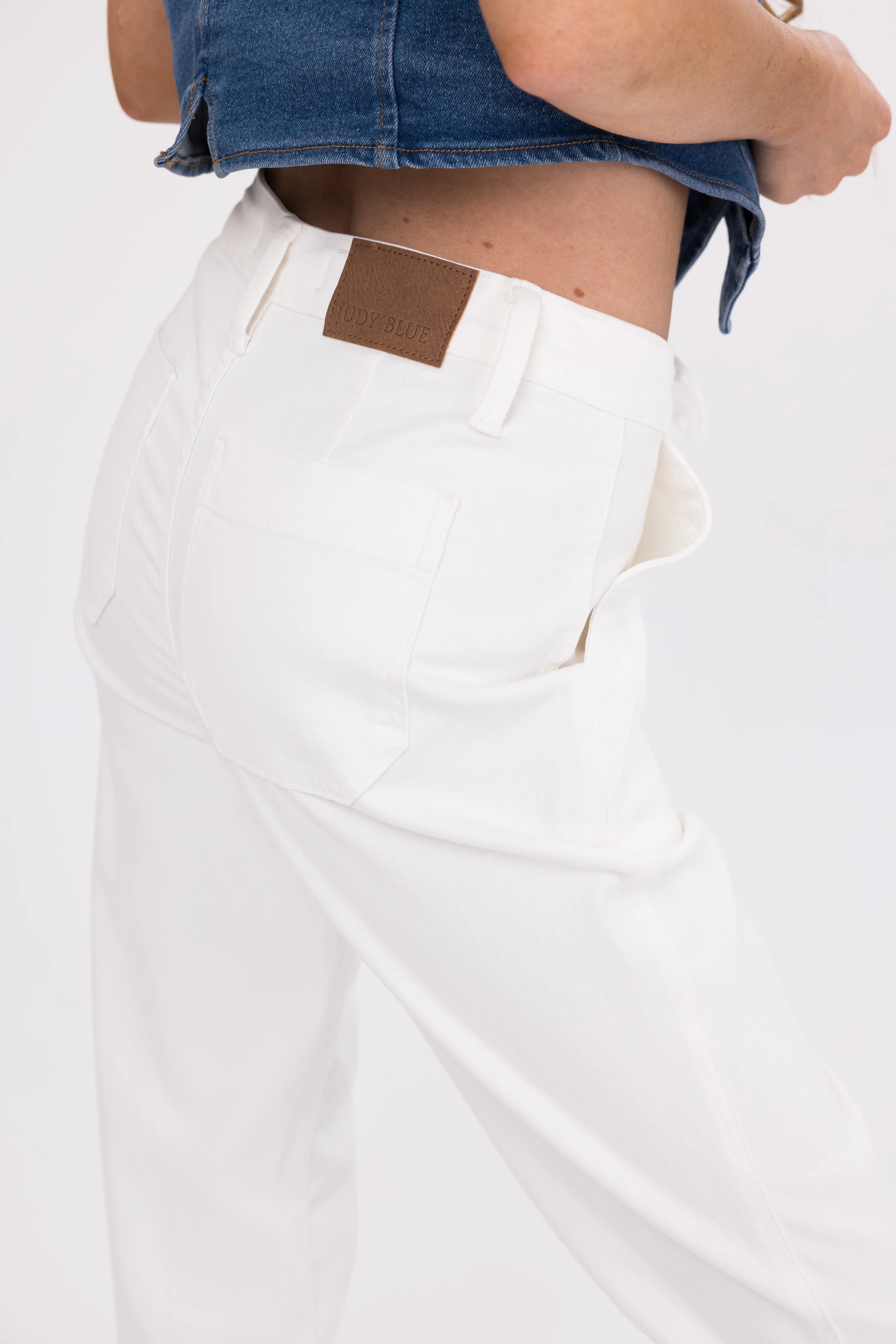 Judy Blue Ivory Drawstring High Waist Jeans - Image 6