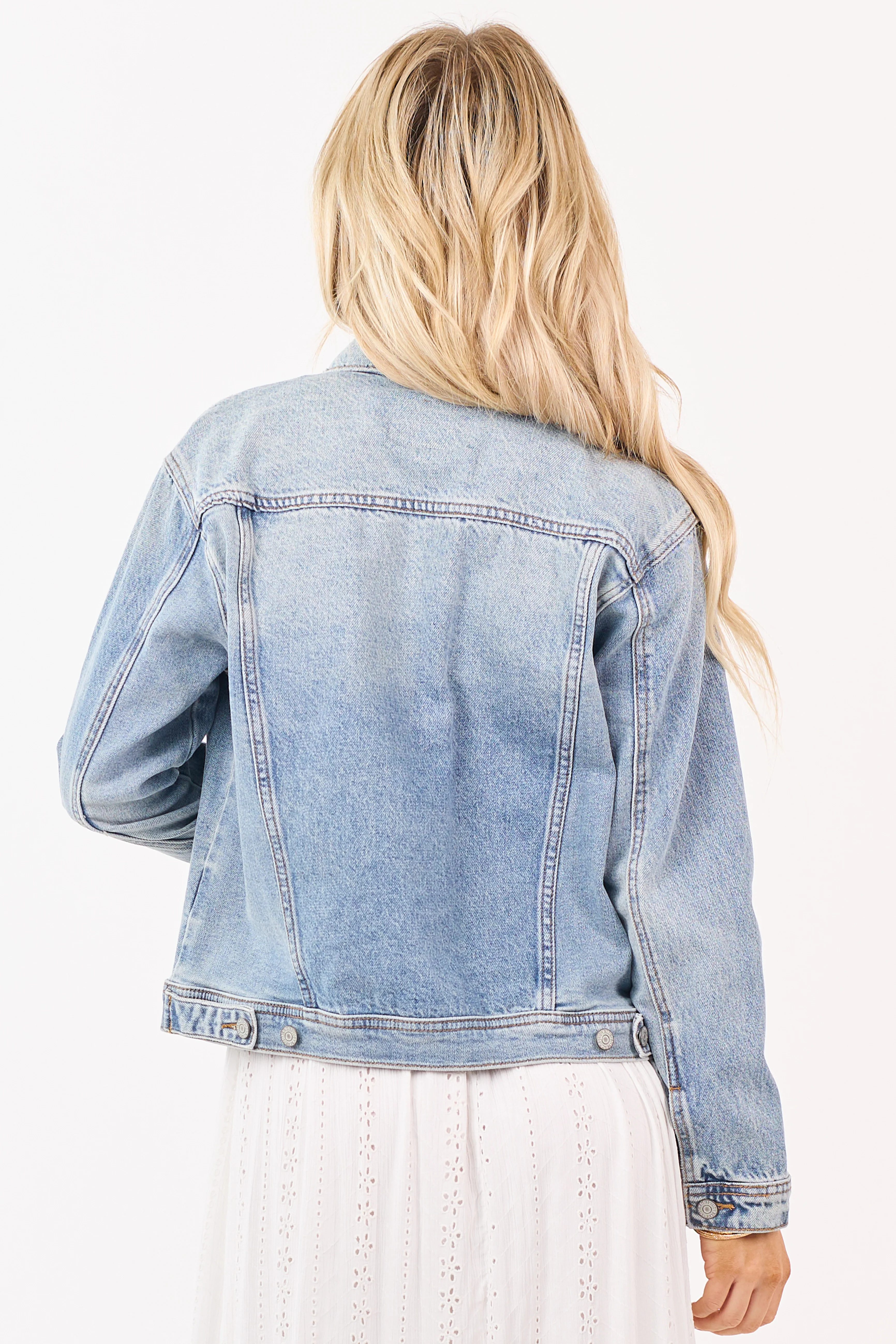 Judy Blue Medium Wash Button Up Denim Jacket - Image 5