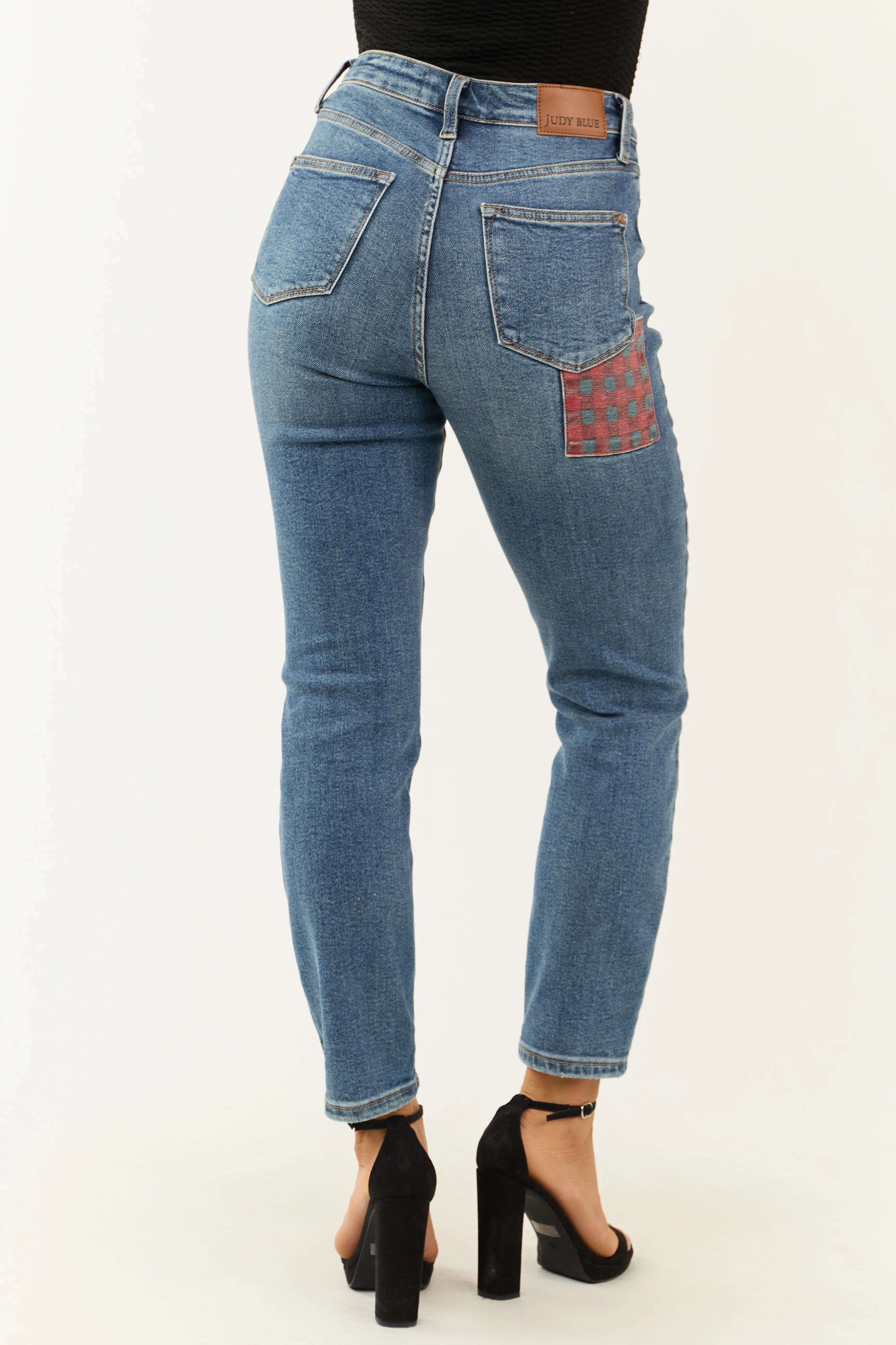 Judy Blue Medium Wash Denim Patch Detail Jeans - Image 4
