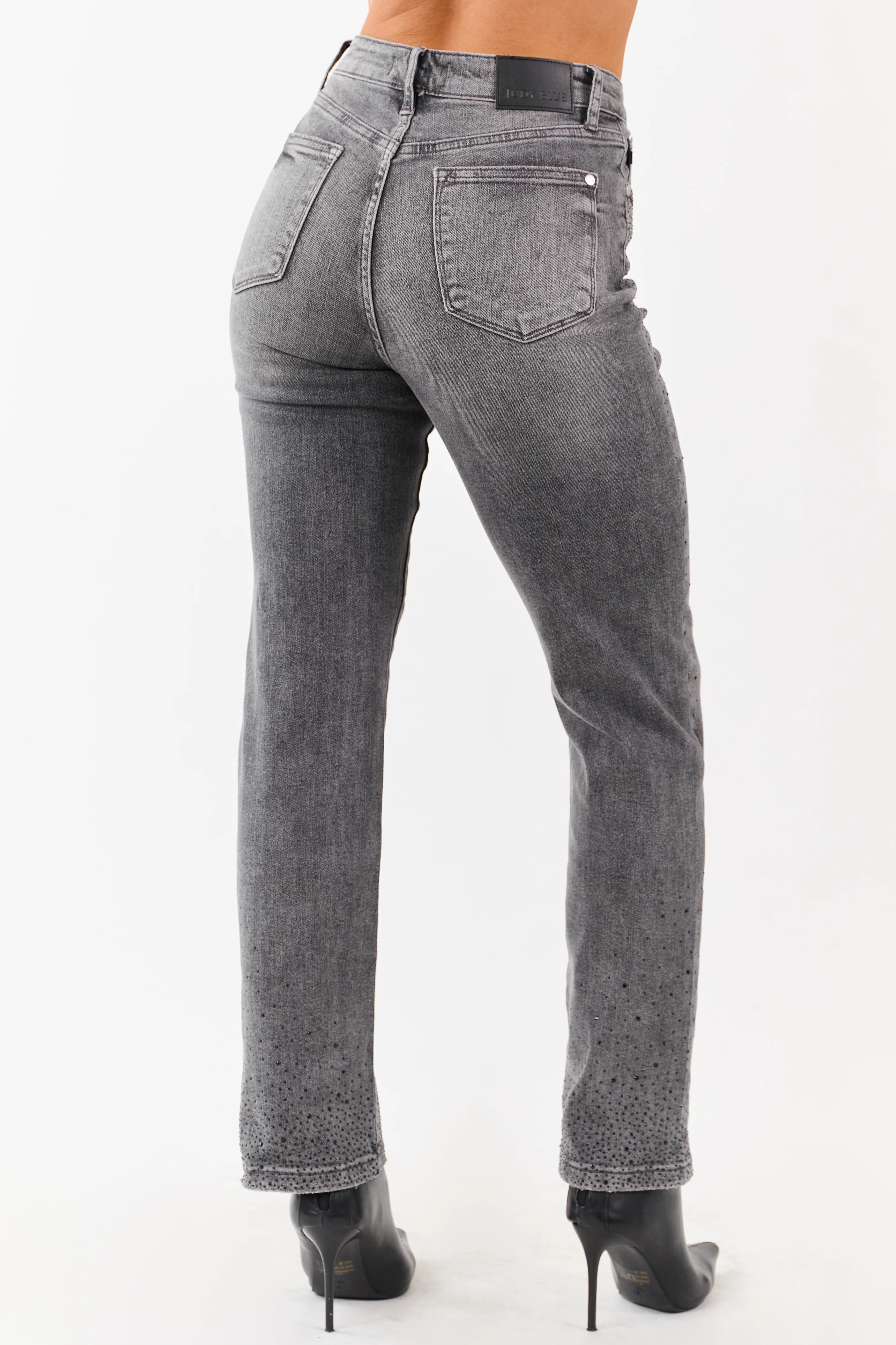Judy Blue Stone Rhinestone Detail Straight Jeans - Image 4