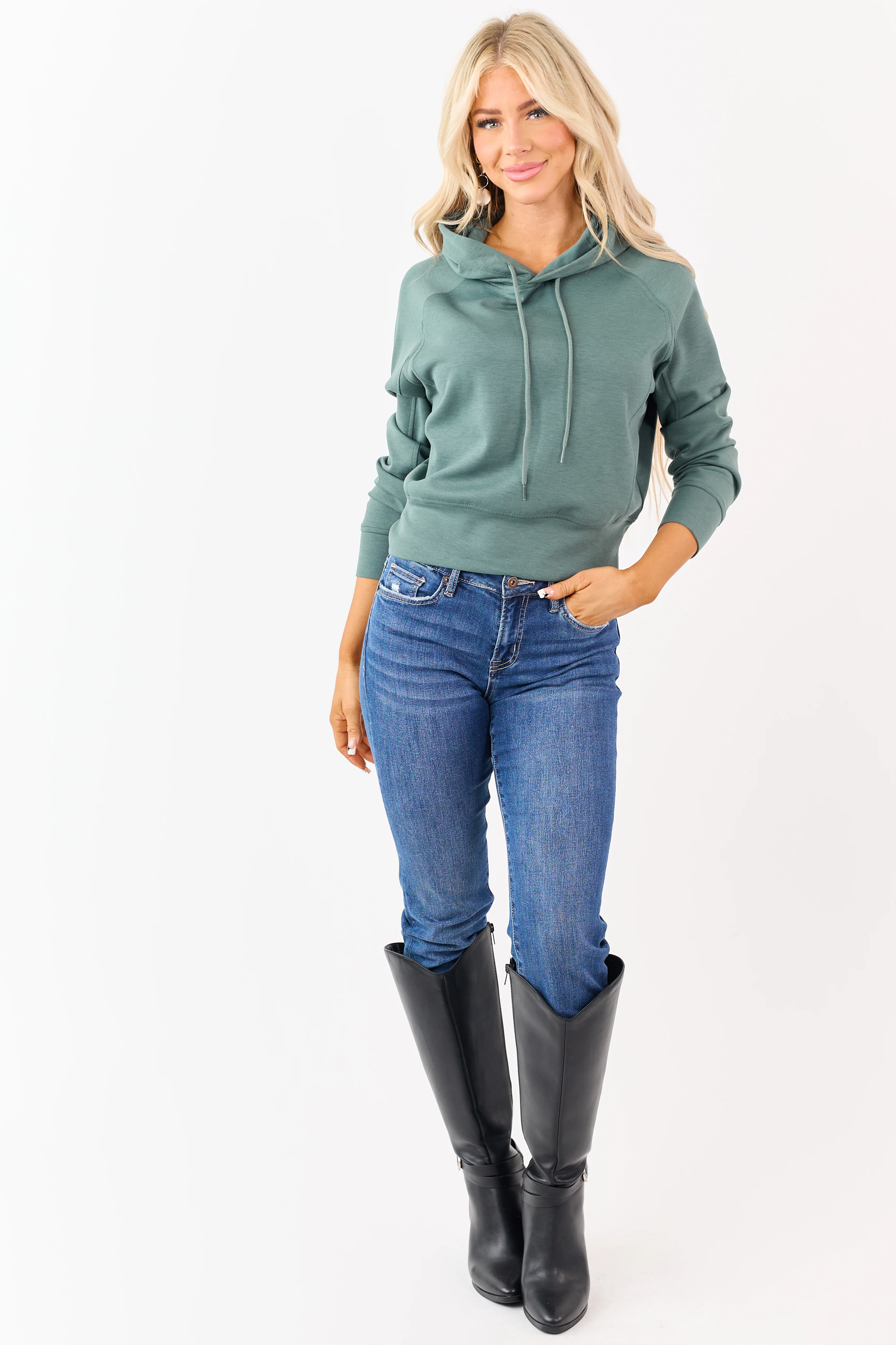 Juniper Soft Scuba Knit Drawstring Hoodie - Image 3