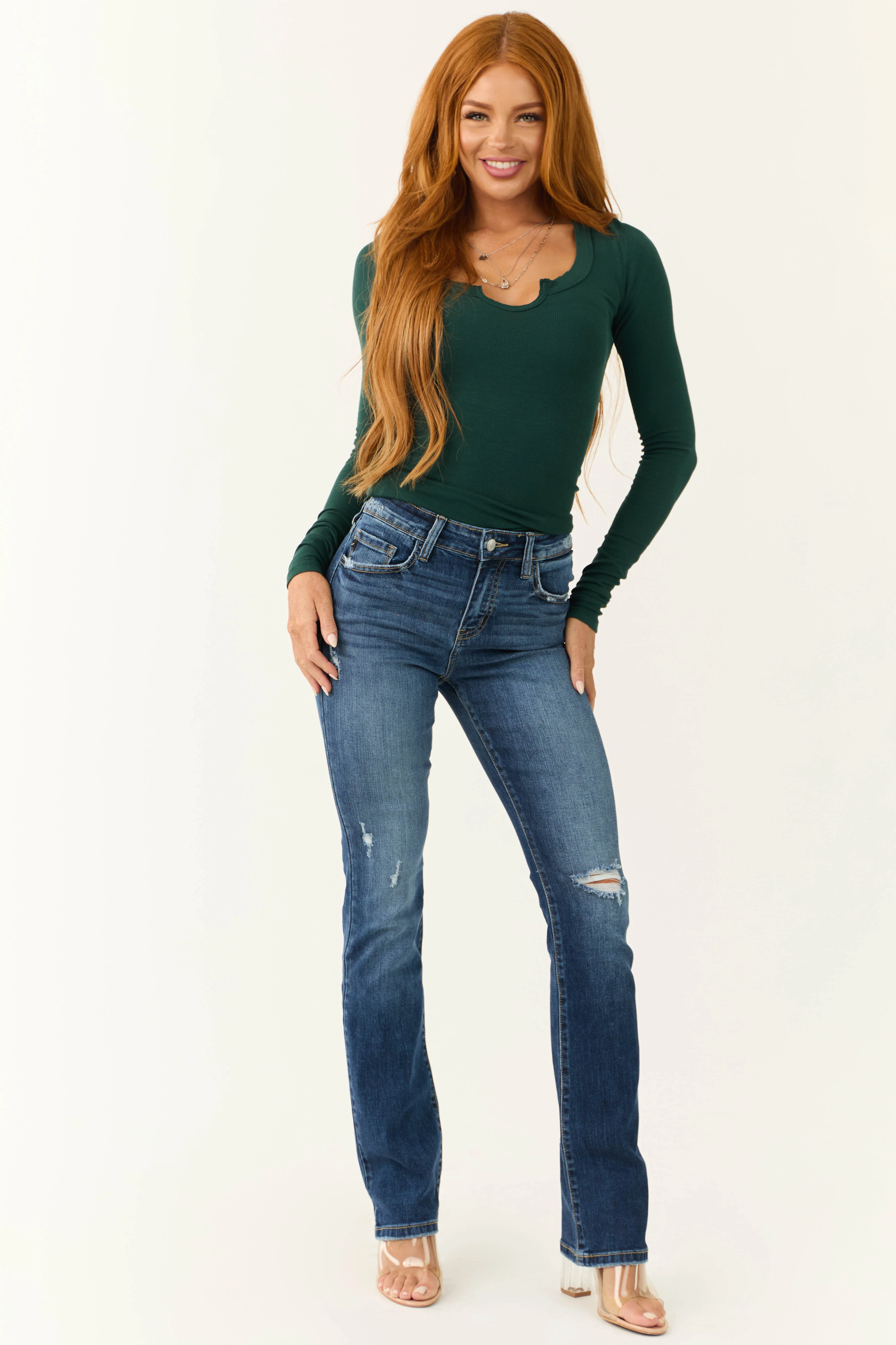 KanCan High Rise Dark Wash Skinny Bootcut Jeans - Image 2