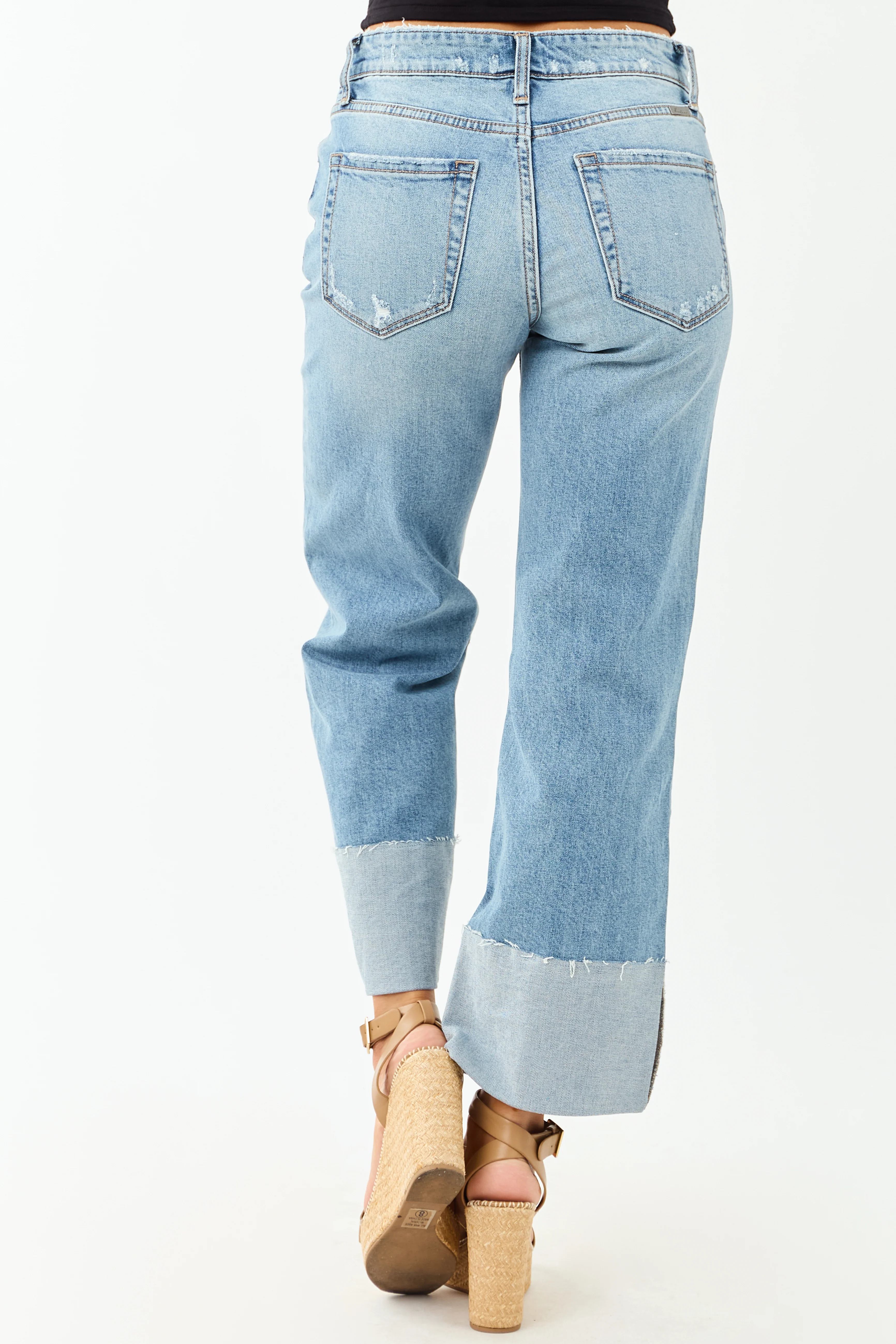 KanCan Medium Cuffed Cropped Stretchy Wide Jeans - Image 5