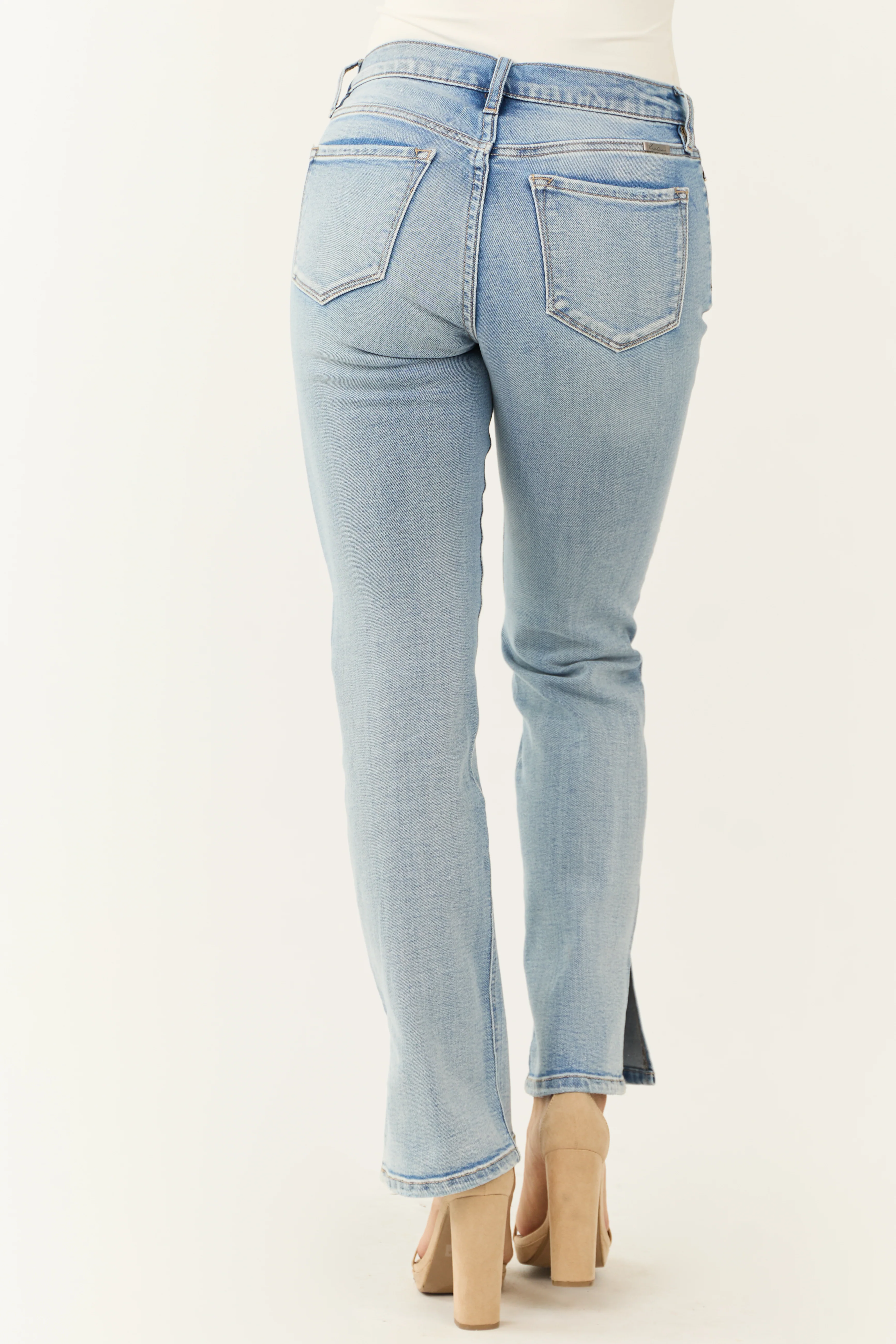 KanCan Medium Light Wash Bootcut Side Slit Hem Jeans - Image 5