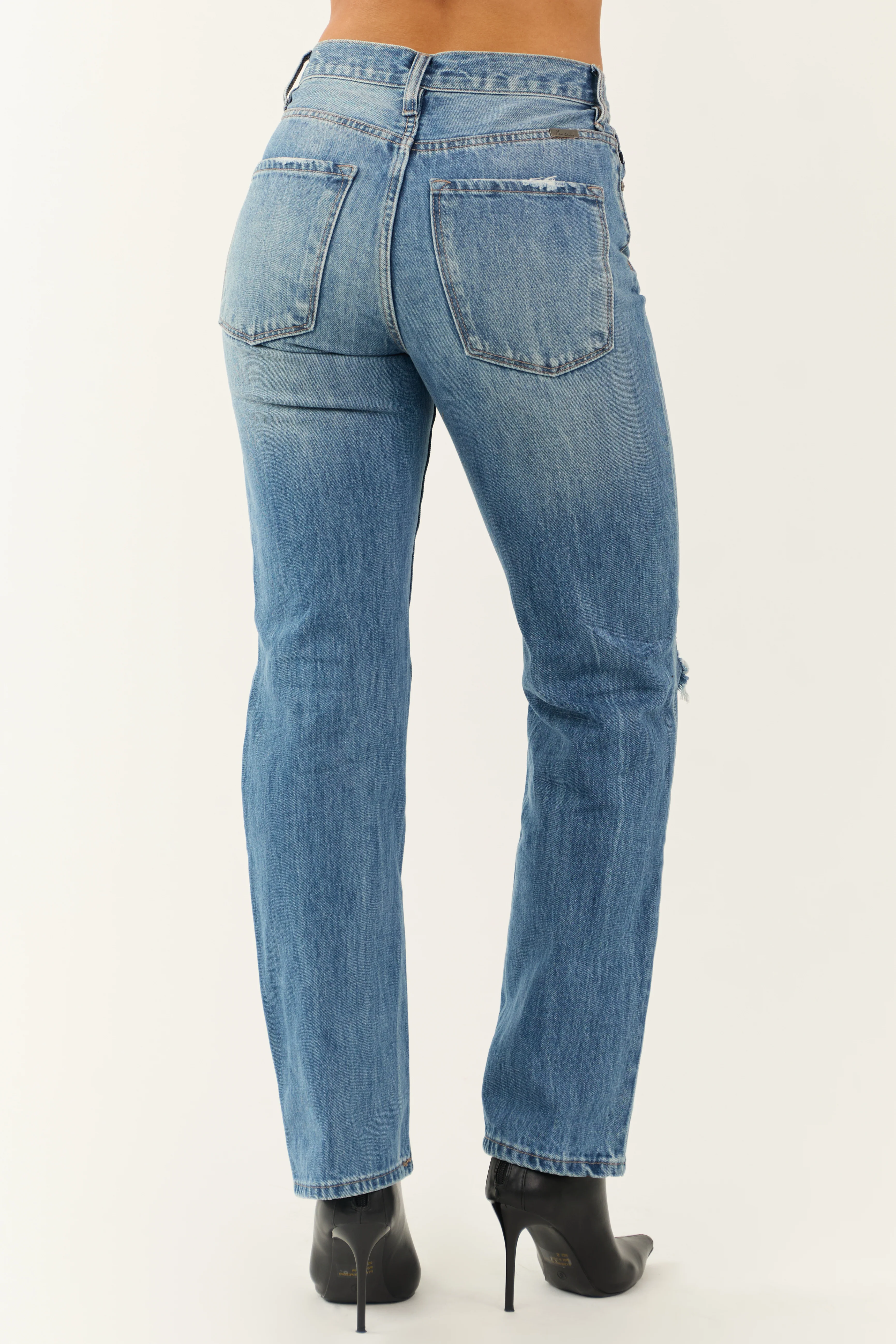 KanCan Medium Wash Distressed 90's Straight Leg Jeans - Image 4