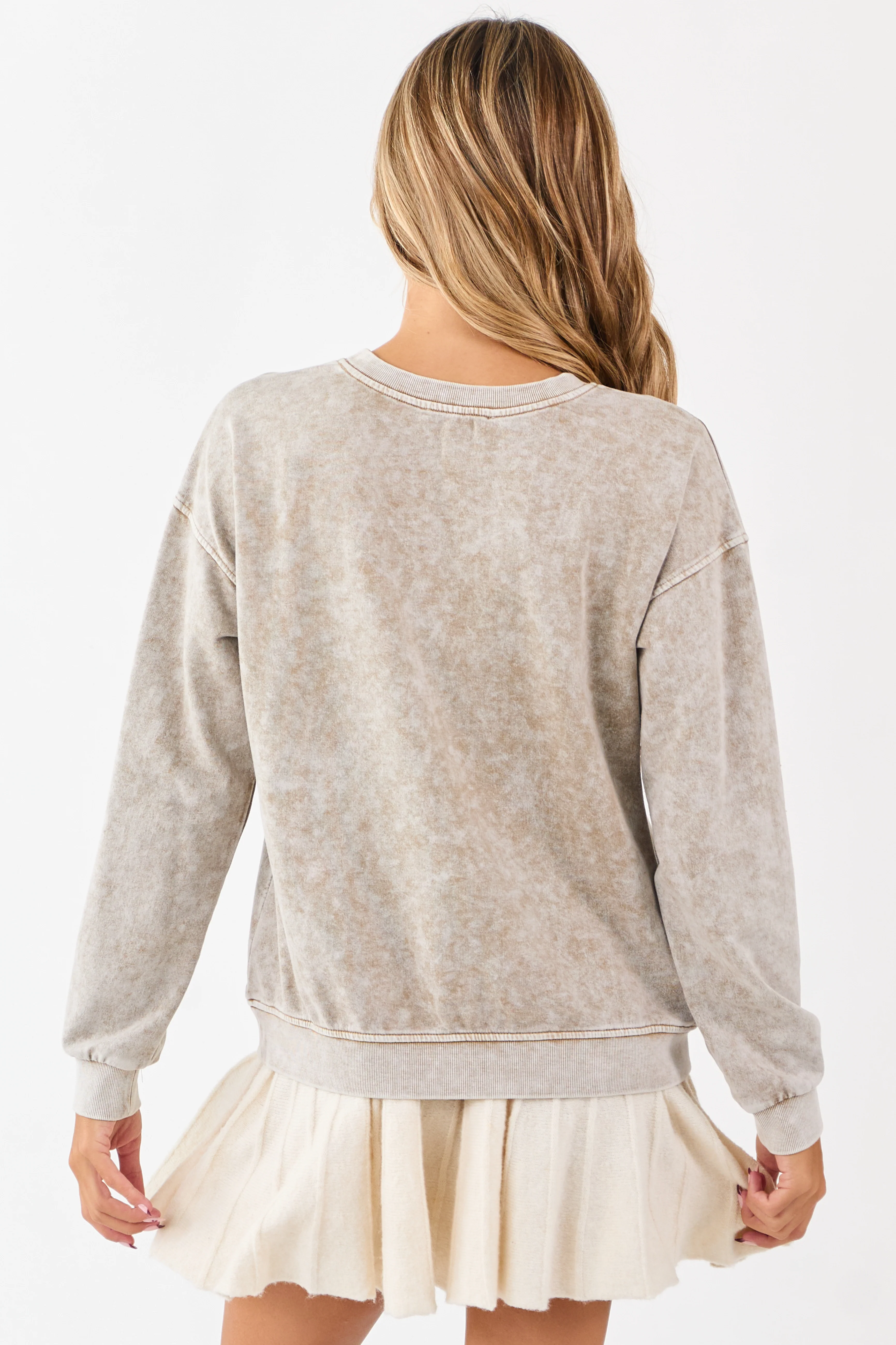 Khaki Acid Washed Western Graphic Knit Top - Image 7