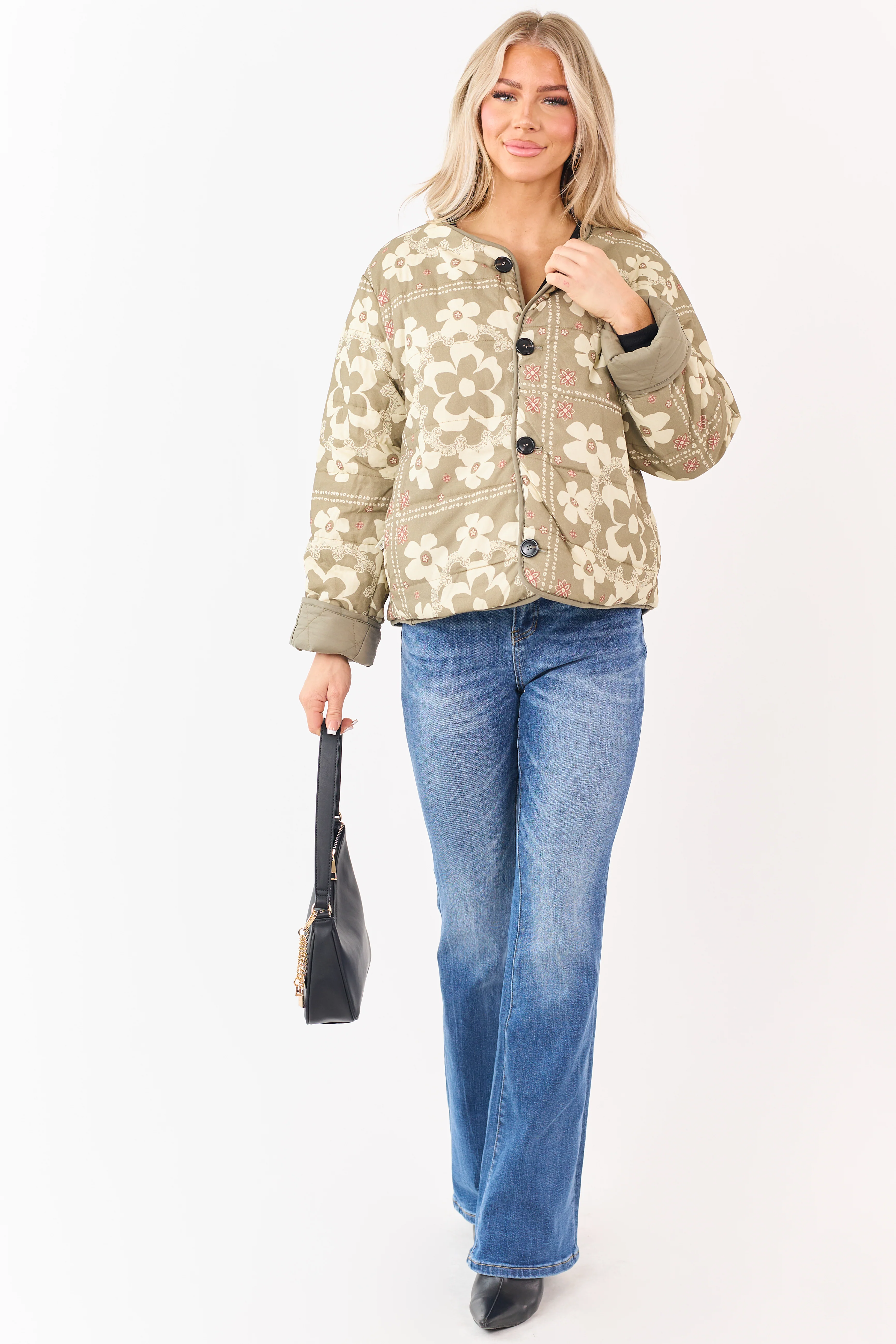 Light Olive Reversible Quilted Cotton Jacket - Image 6