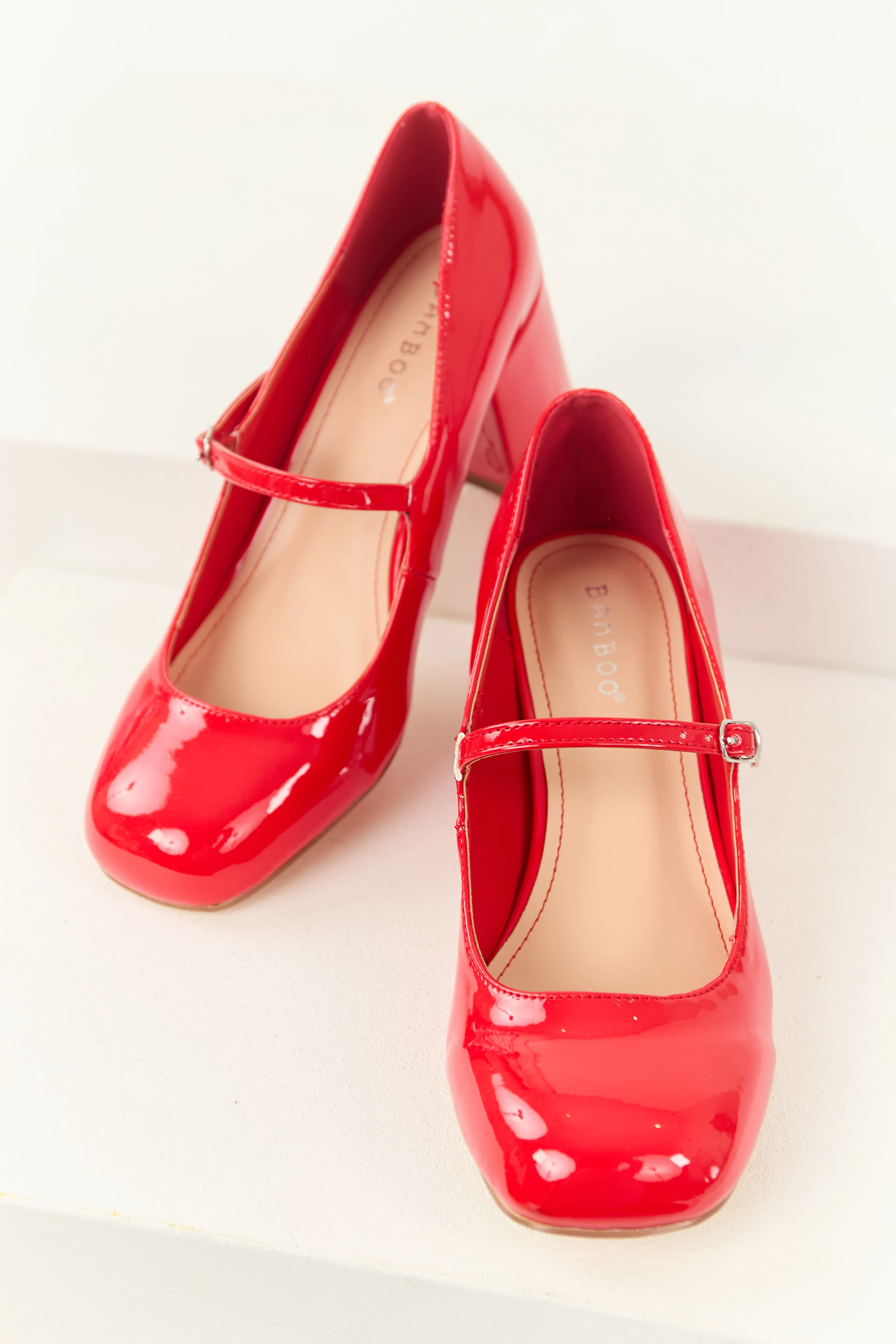 Lipstick Patent Faux Leather Mary Jane Heels - Image 2