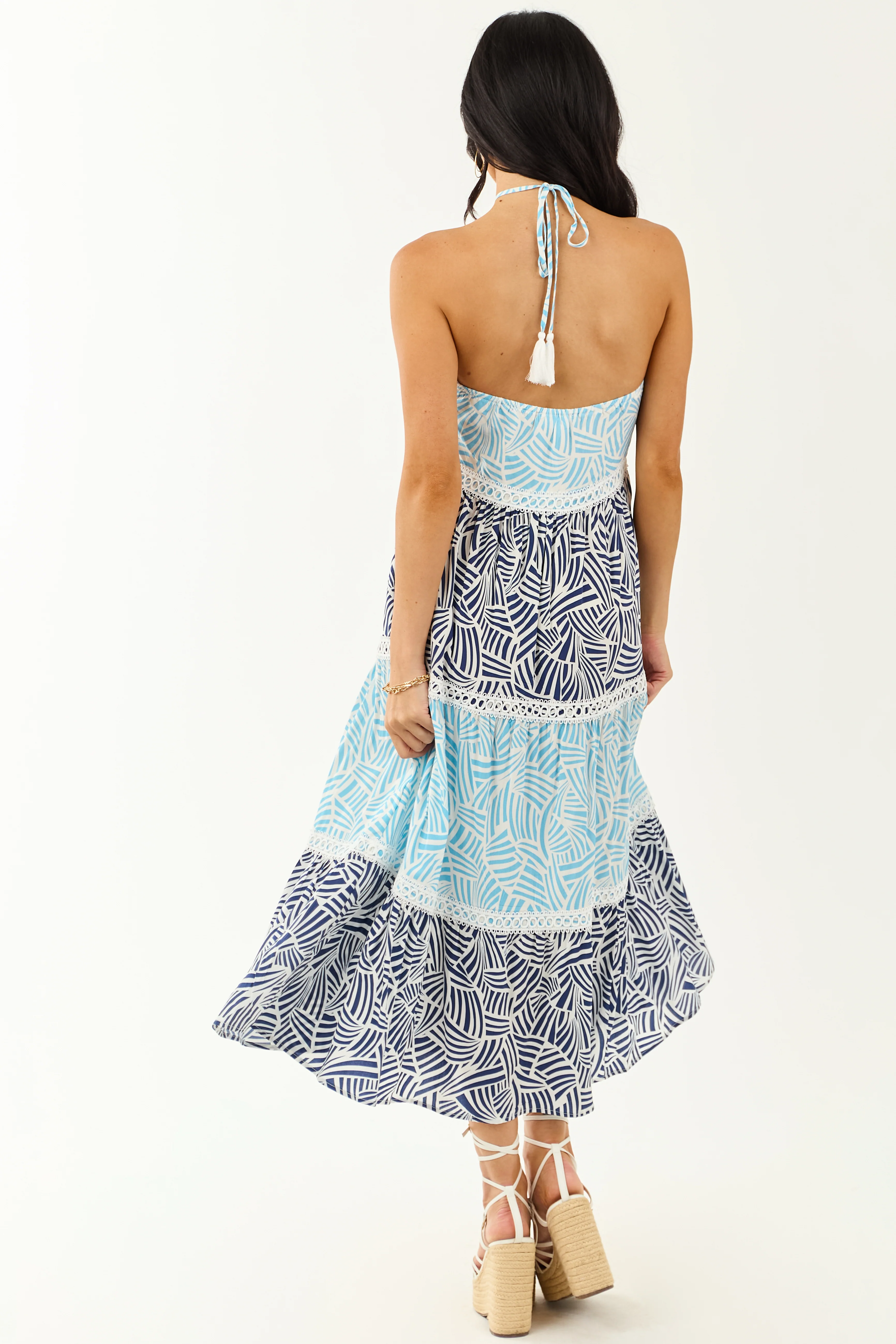 Lovelo Baby Blue Abstract Colorblock Midi Dress - Image 5