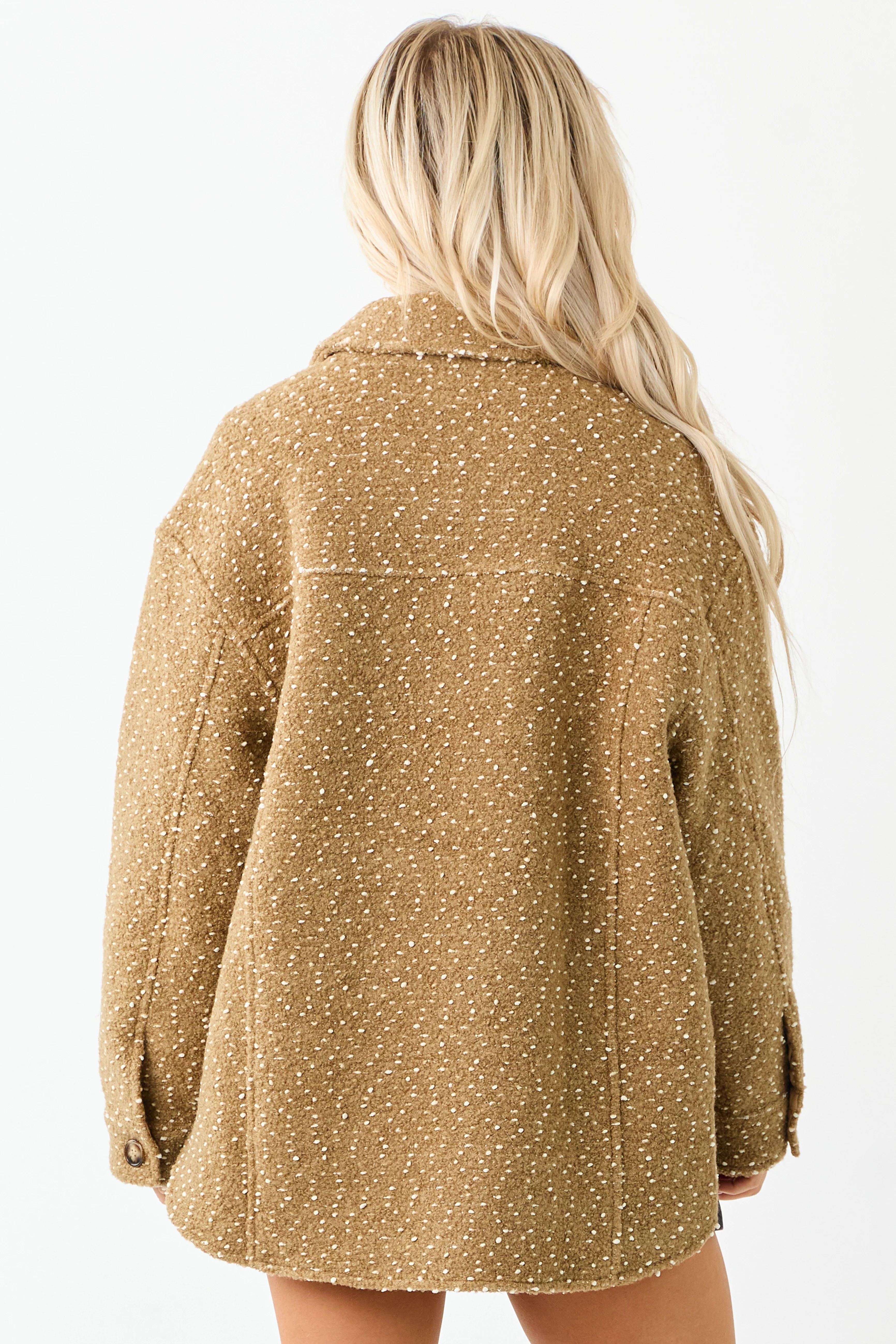 Lovelo Camel Textured Wool Blend Button Up Jacket - Image 5
