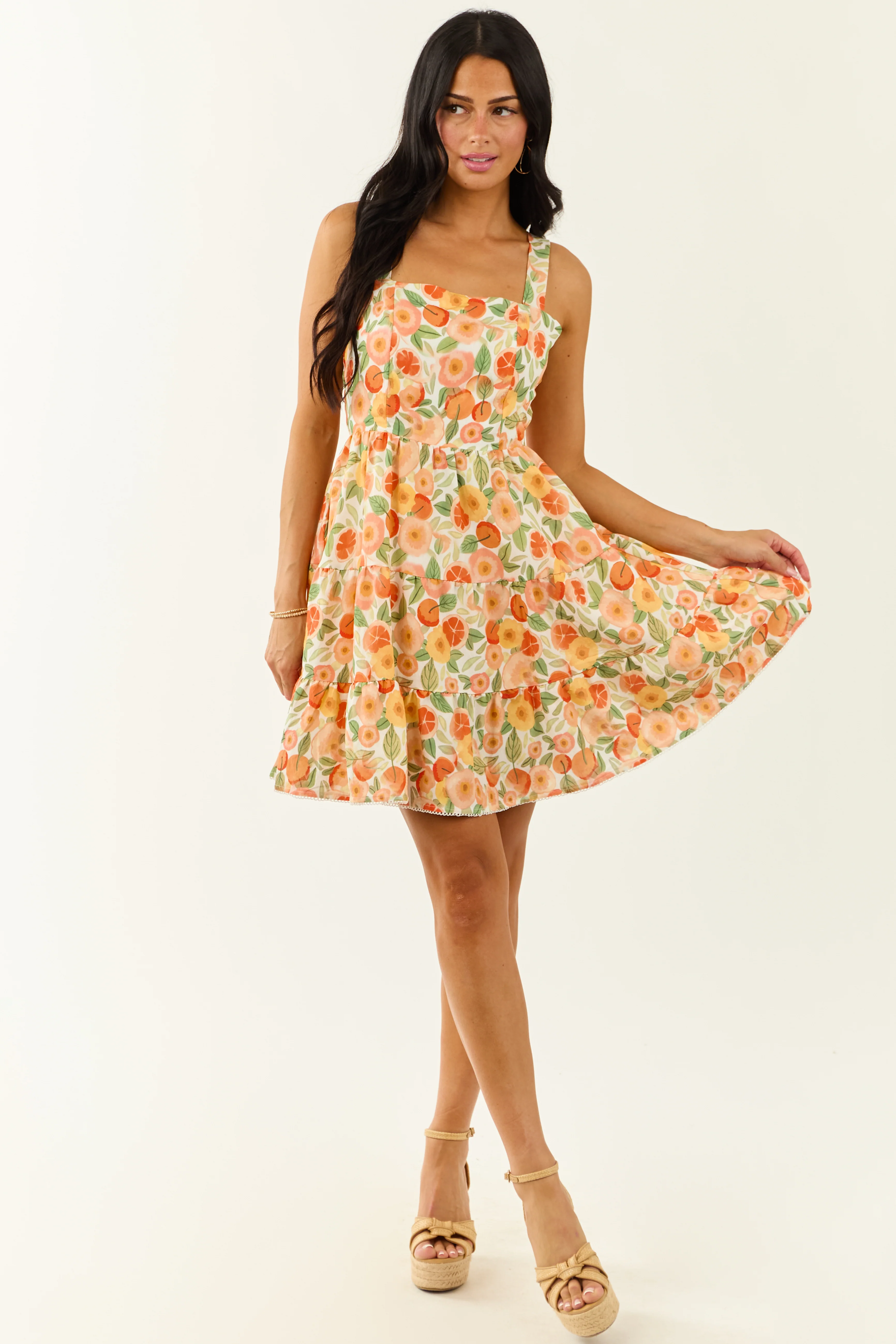 Lovelo Off White Fruity Floral Print Mini Dress - Image 3