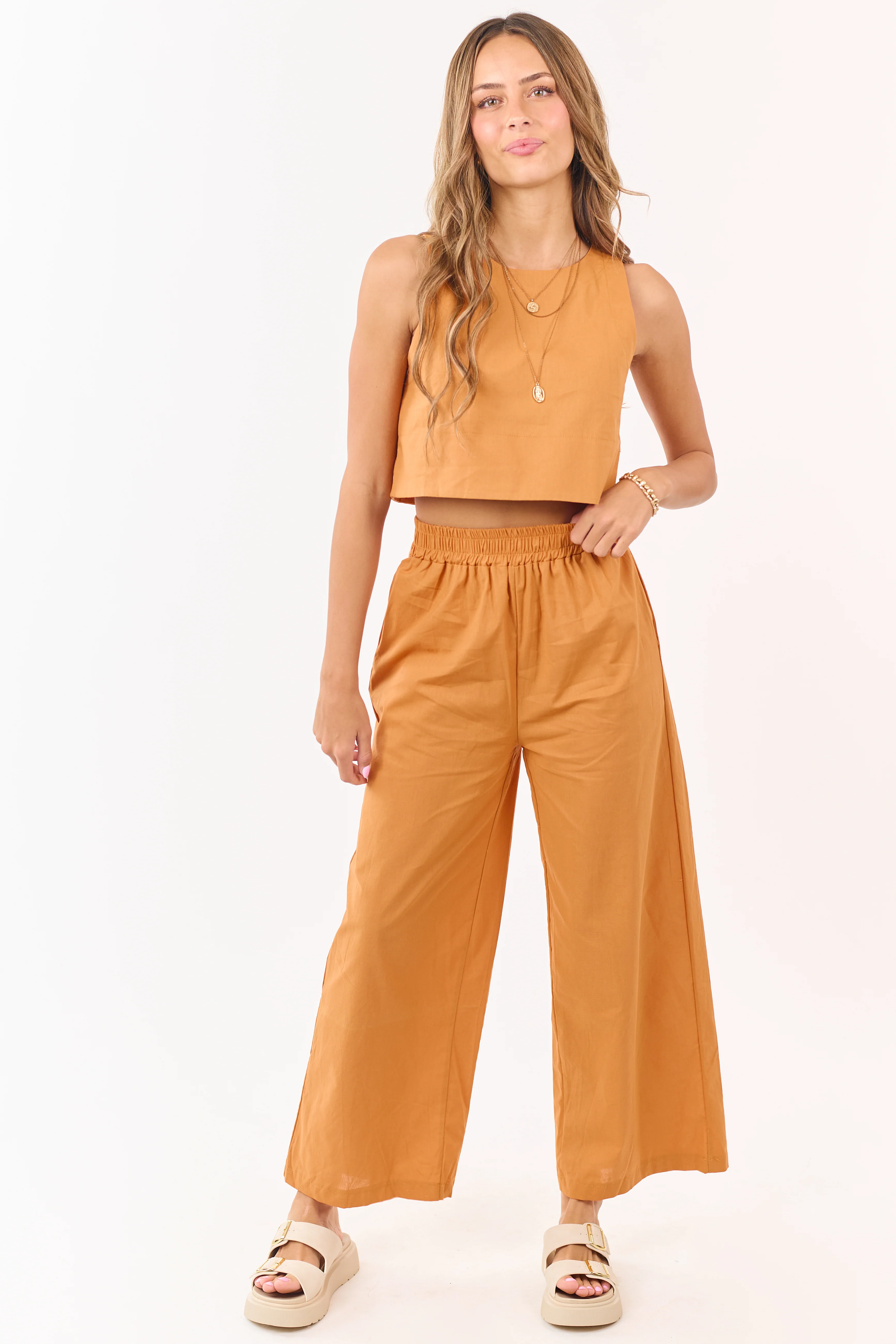 Mango Cropped Tank Top and Wide Leg Pants Set - Image 2