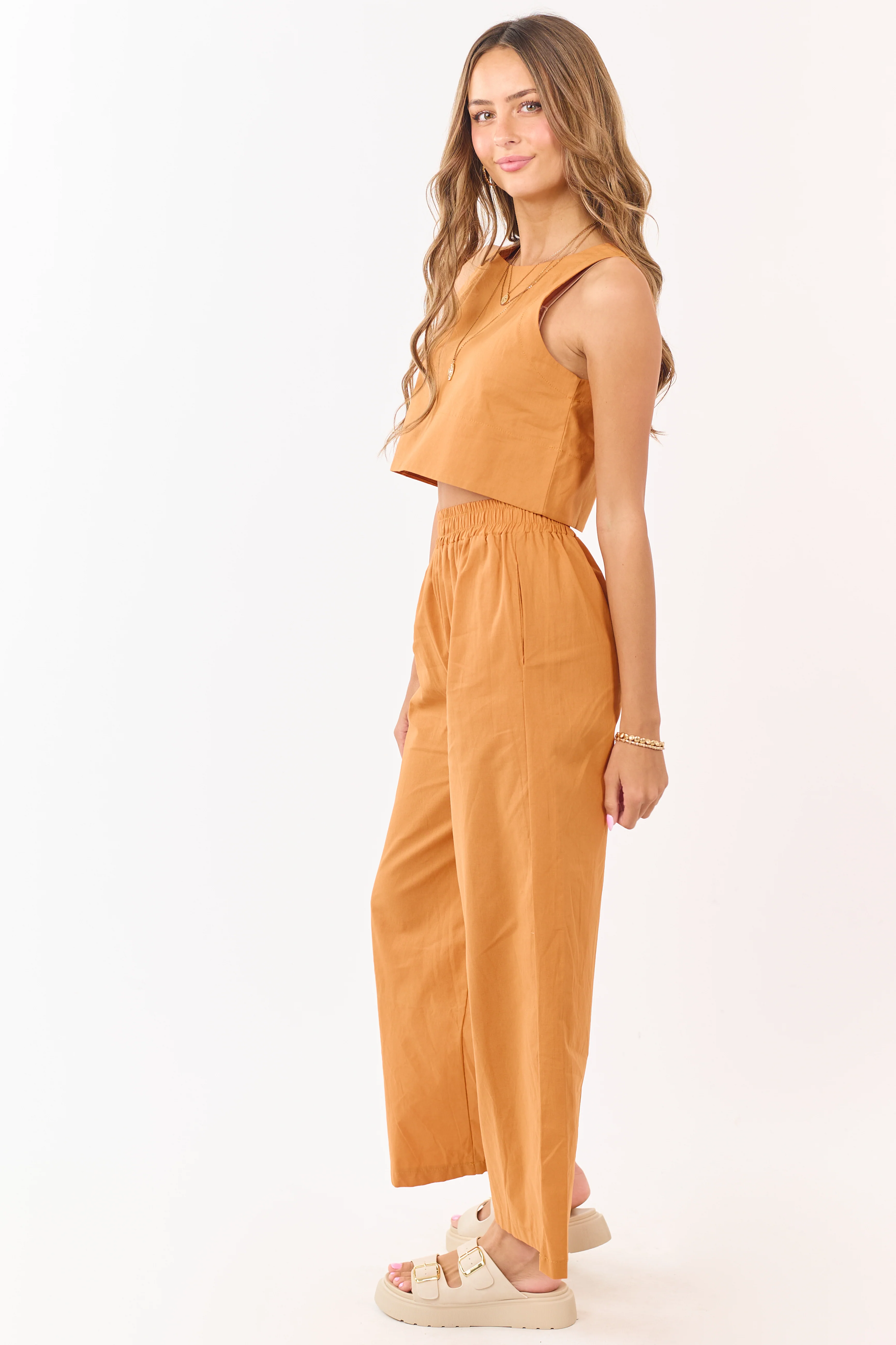Mango Cropped Tank Top and Wide Leg Pants Set - Image 4