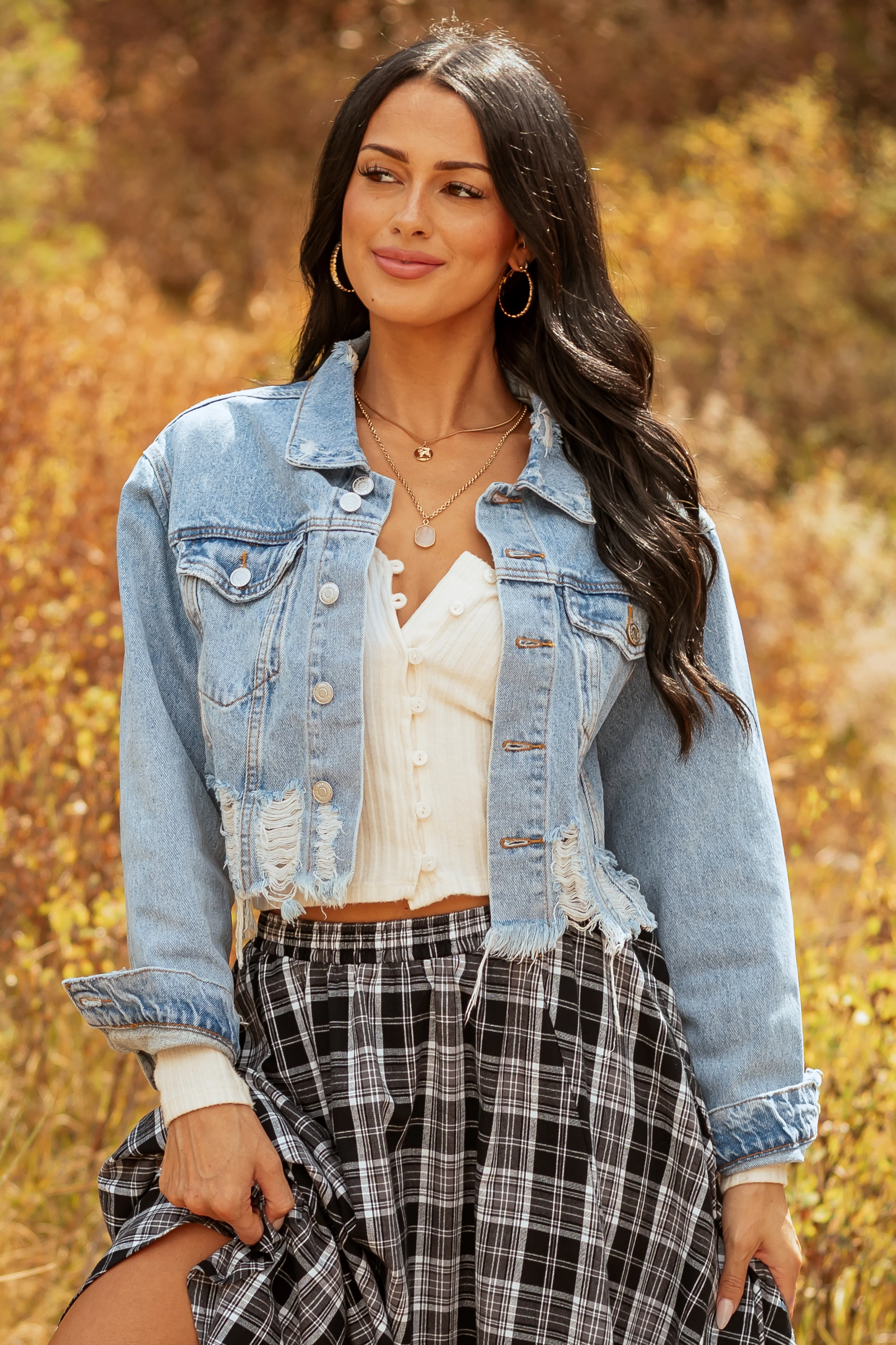 Medium Mineral Wash Denim Distressed Boxy Jacket - Image 10