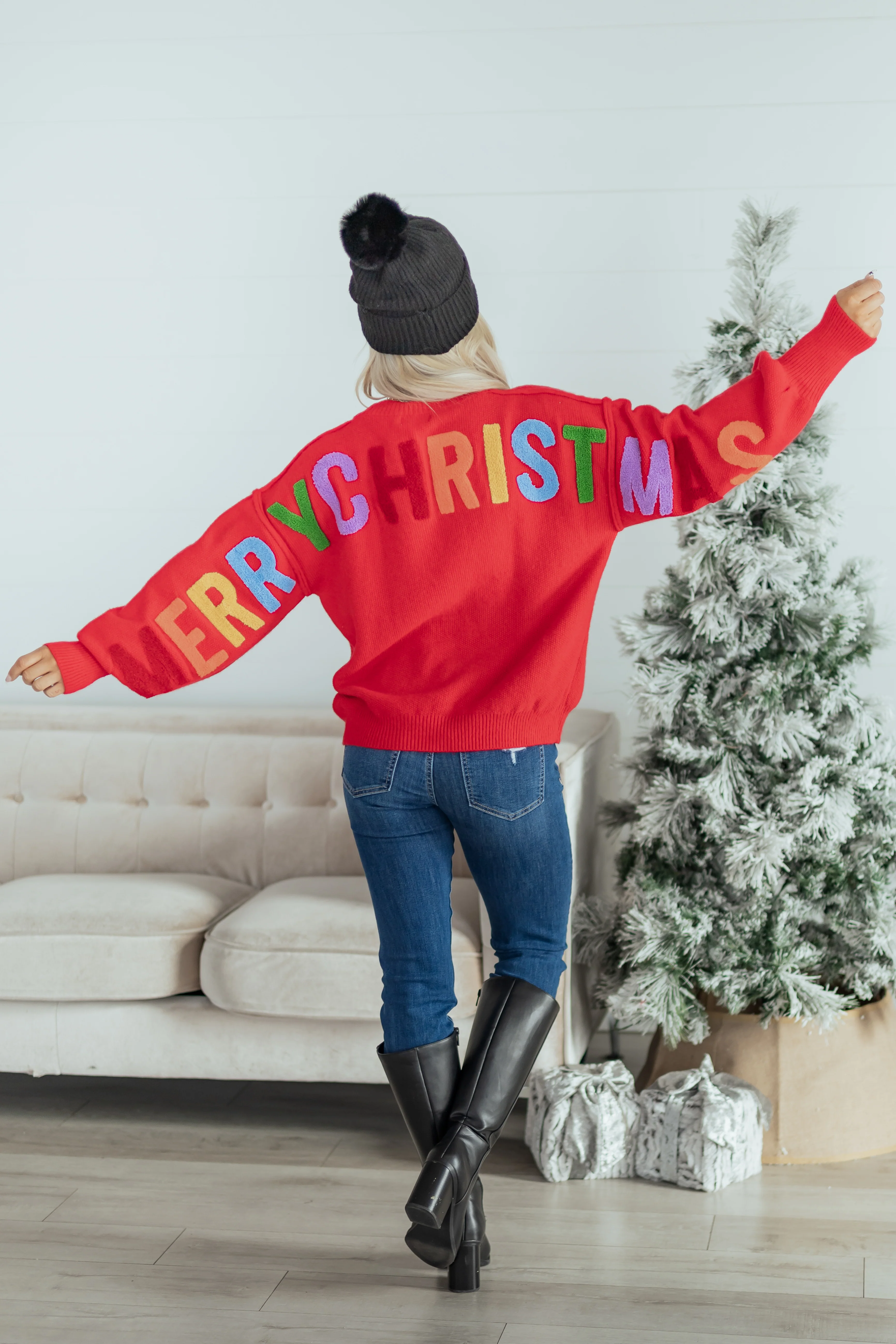 Mello Ruby HO HO HO Multicolor Graphic Knit Sweater