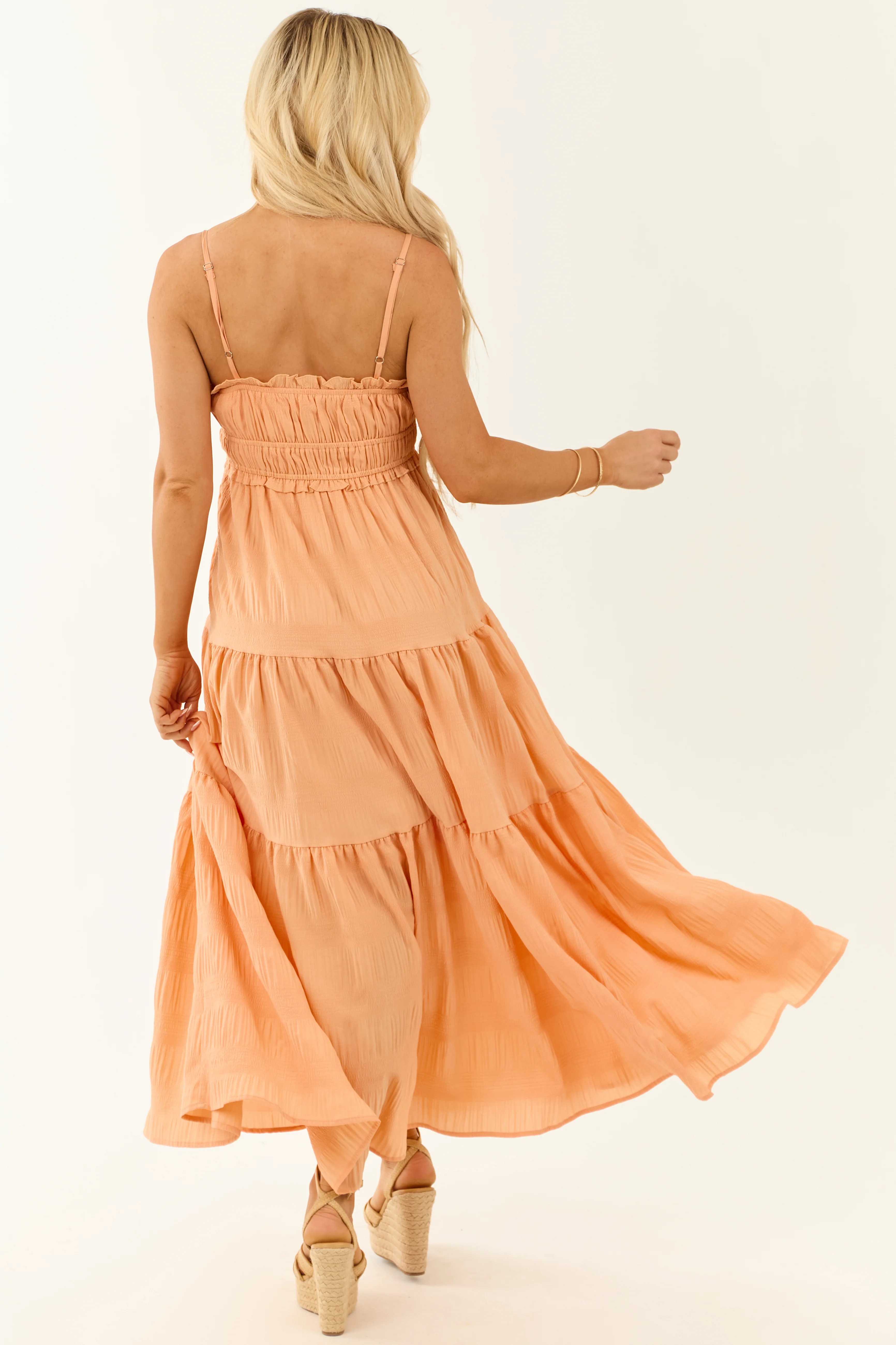 Melon Sleeveless Tiered Textured Maxi Dress - Image 5