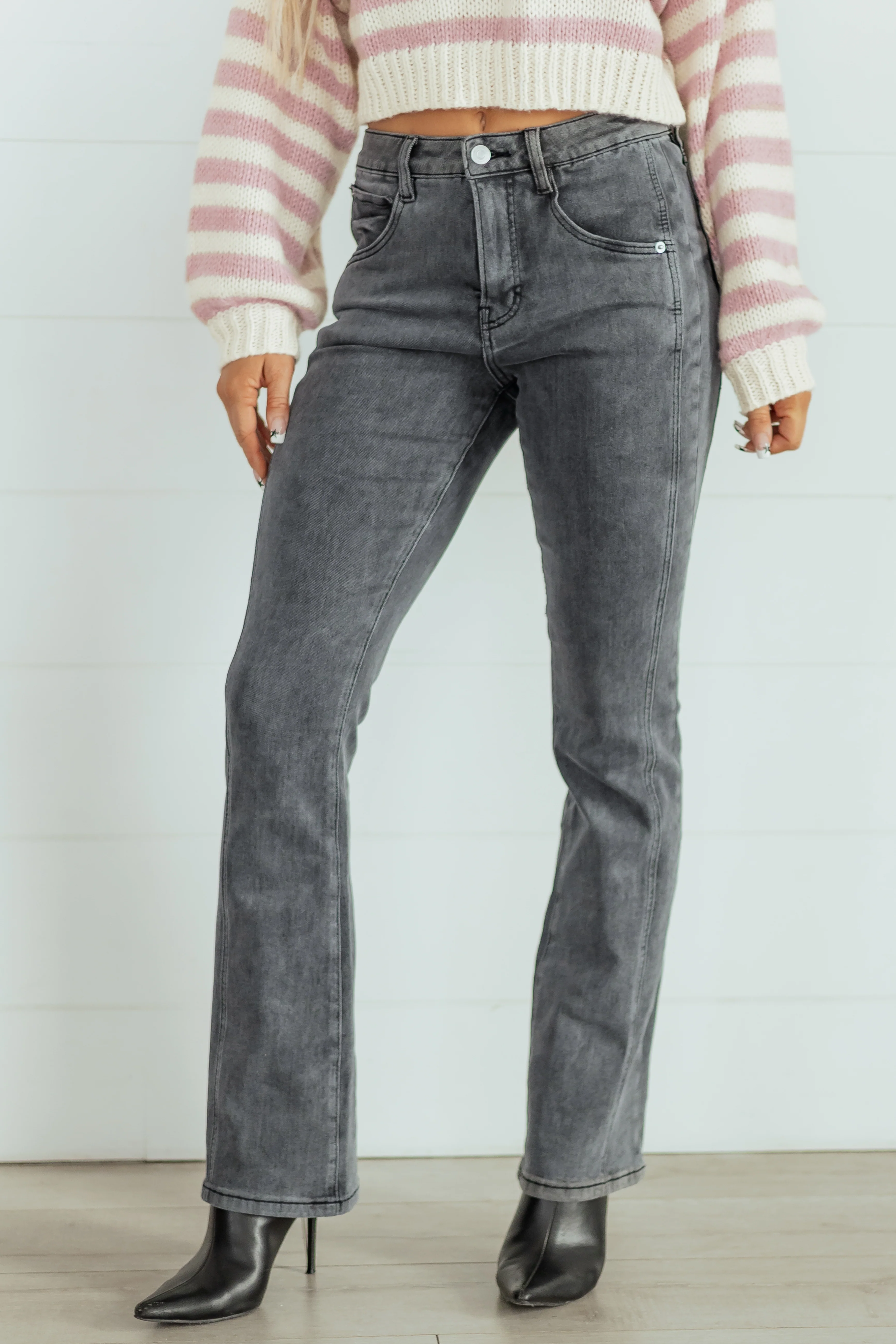 Mica Denim Charcoal Tummy Control Strechy Bootcut Jeans - Image 2