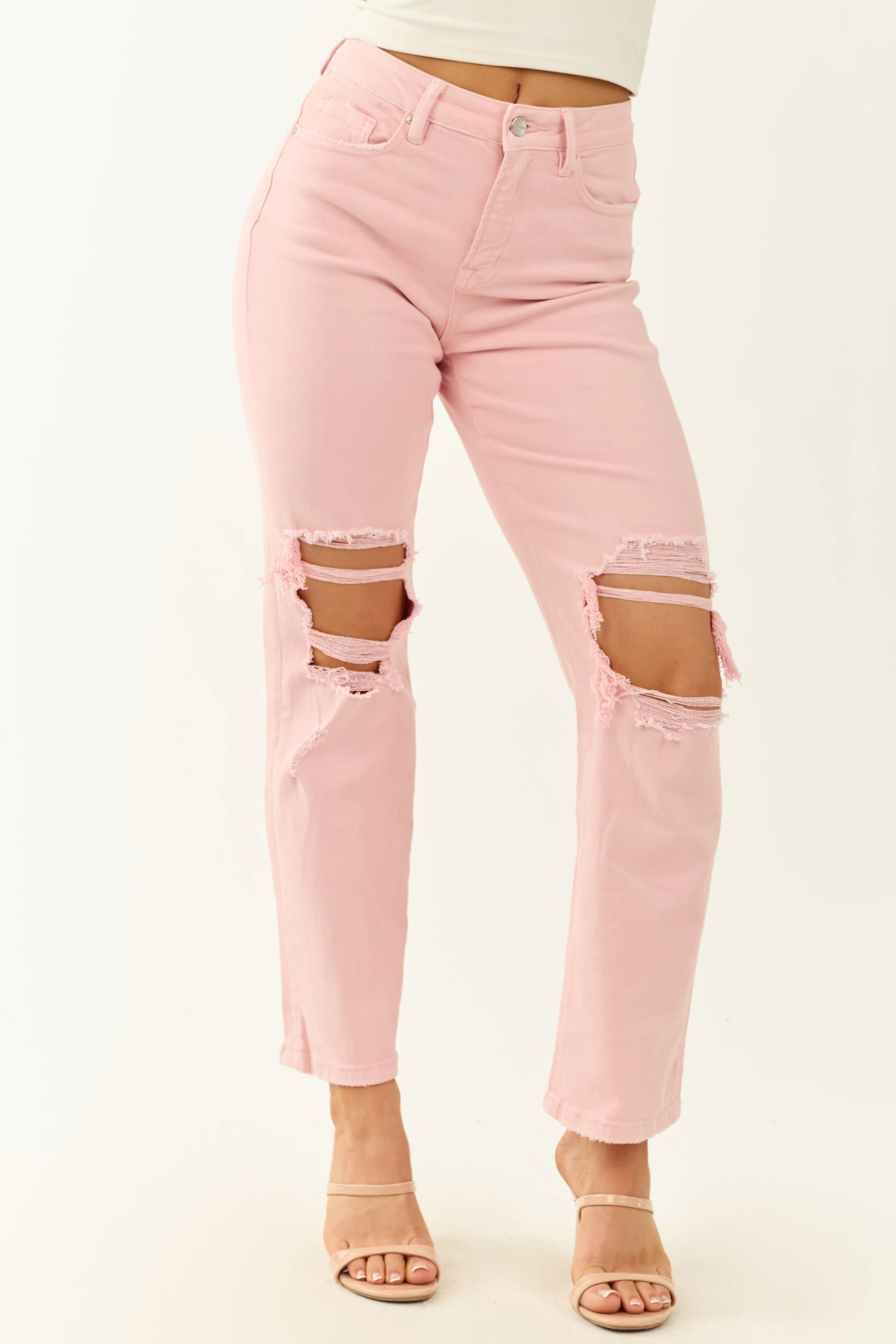 Mica Denim Cherry Blossom Stretchy Straight Jeans
