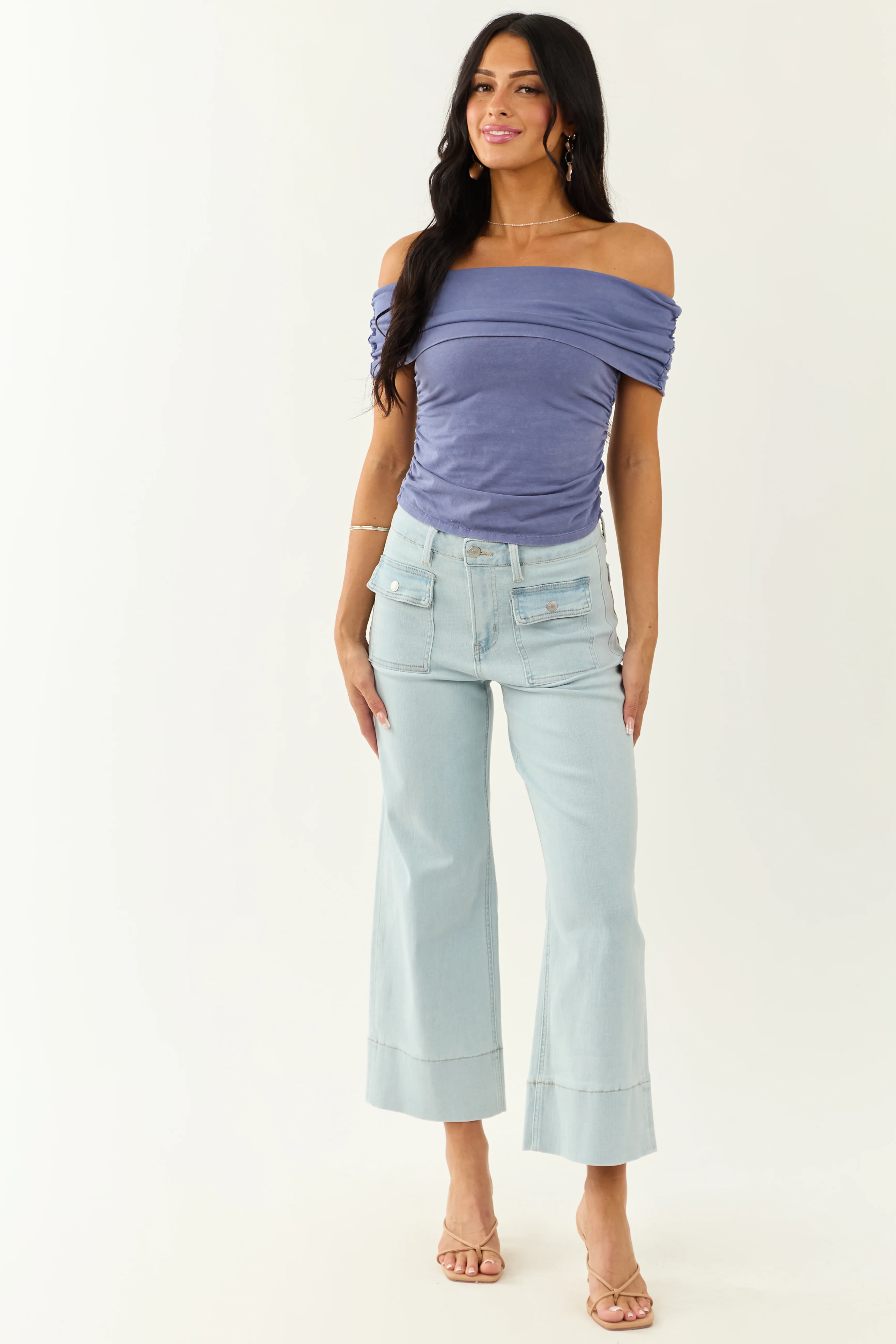 Mica Denim Light Wash Wide Leg Stretchy Jeans - Image 7