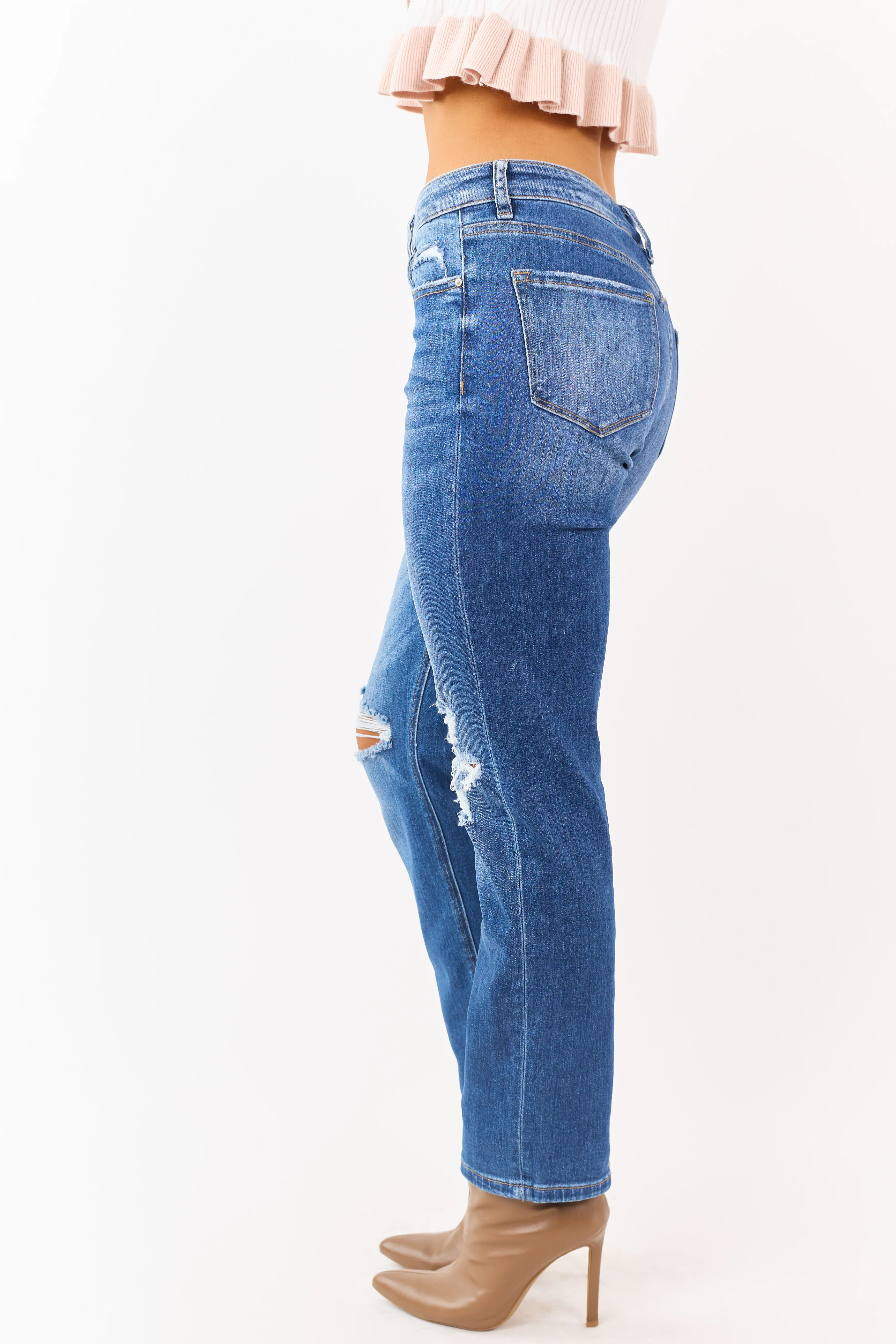 Mica Denim Medium Distressed Stretchy Straight Jeans - Image 3