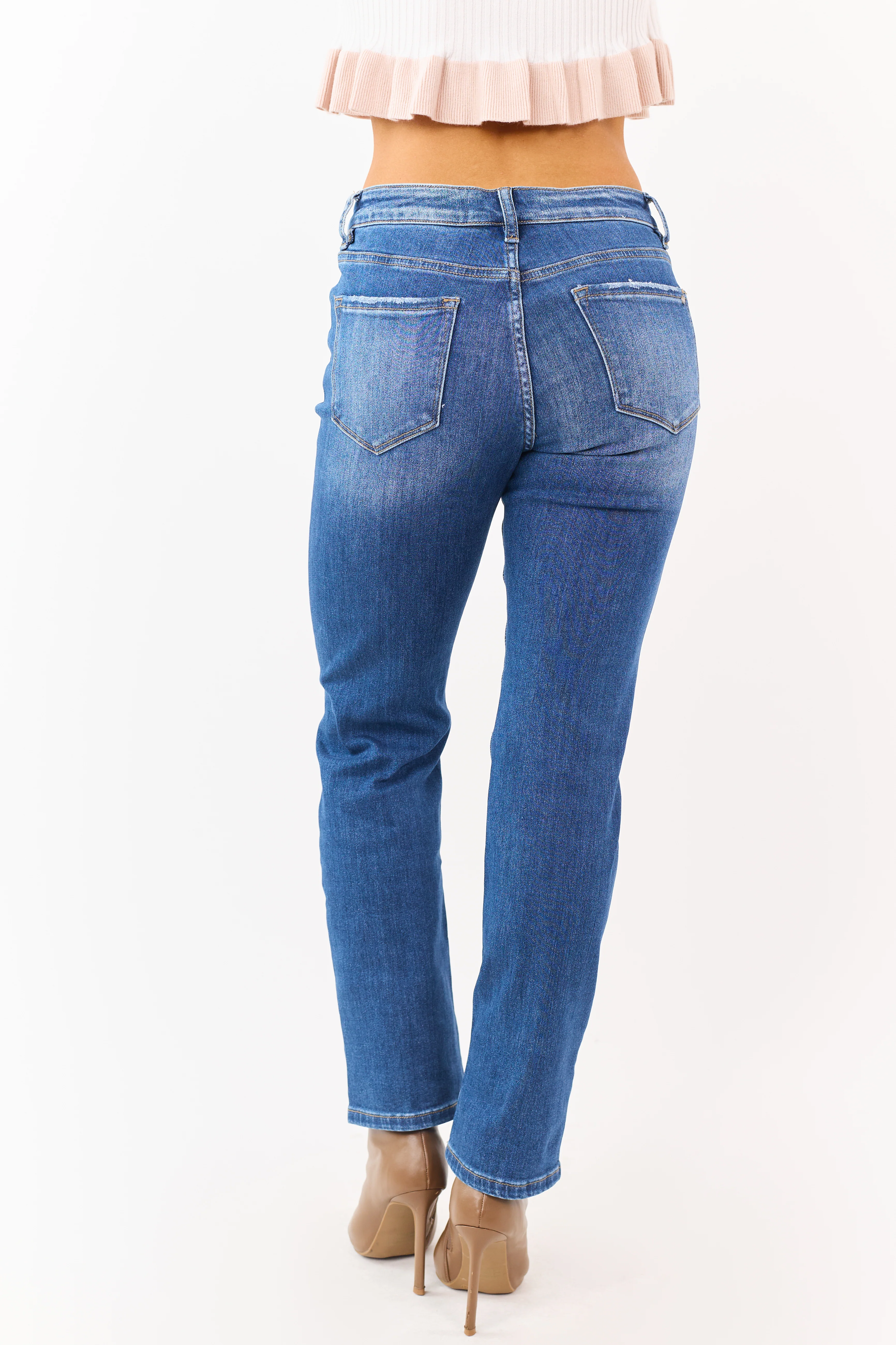 Mica Denim Medium Distressed Stretchy Straight Jeans - Image 4