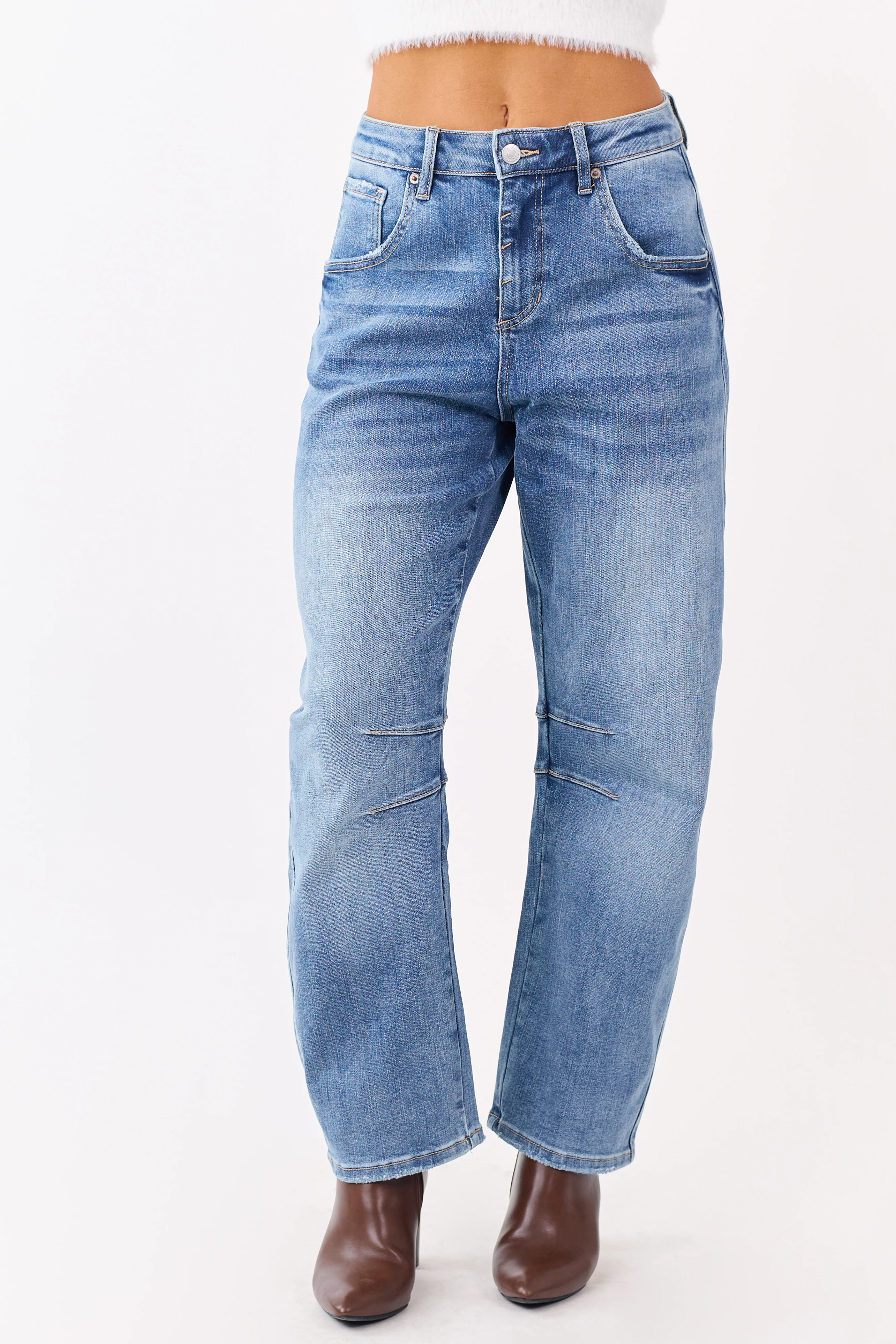 Mica Denim Medium Wash Stretchy Barrel Jeans - Image 4