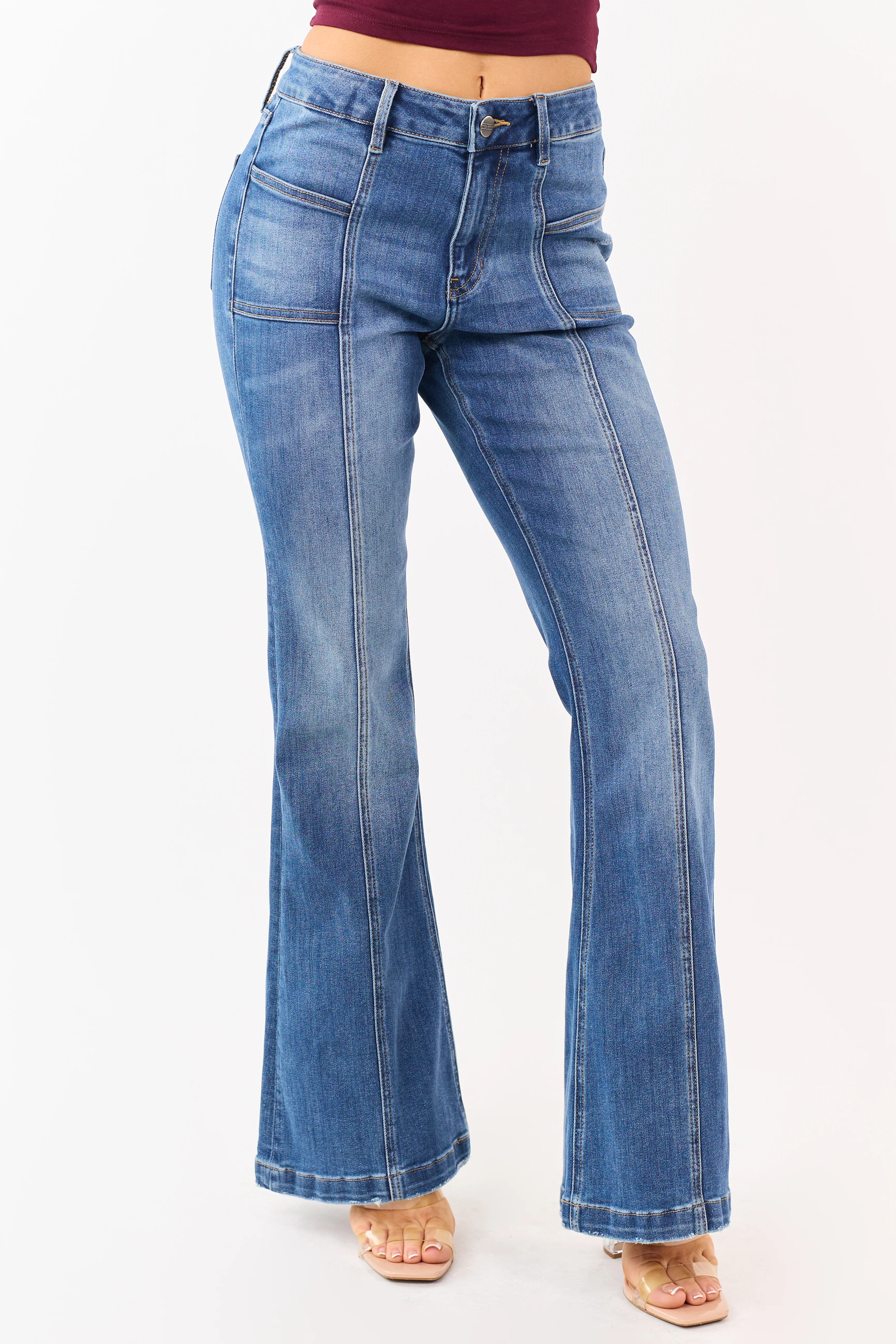 Mica Denim Medium Wash Stretchy Flare Jeans - Image 3
