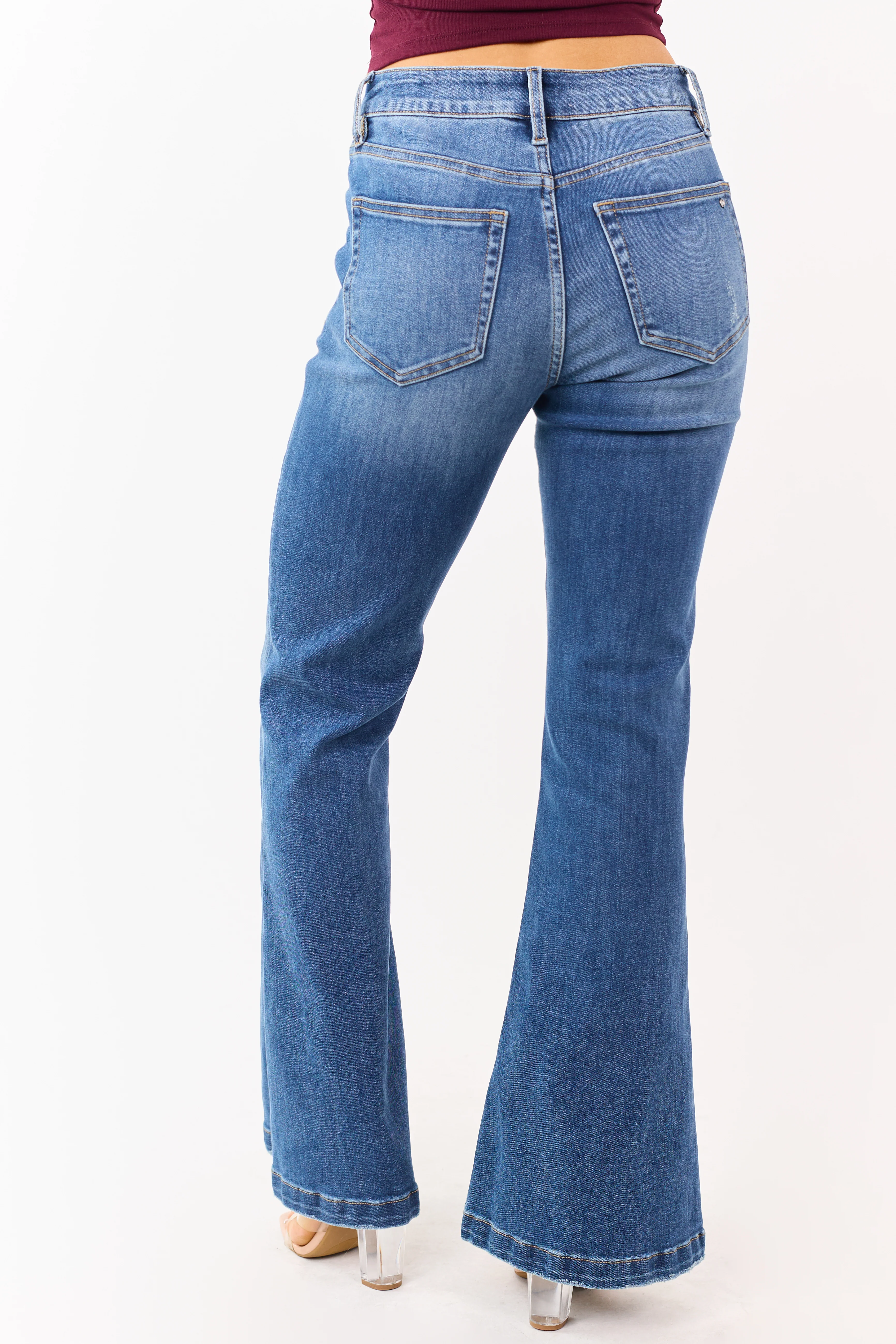 Mica Denim Medium Wash Stretchy Flare Jeans - Image 6