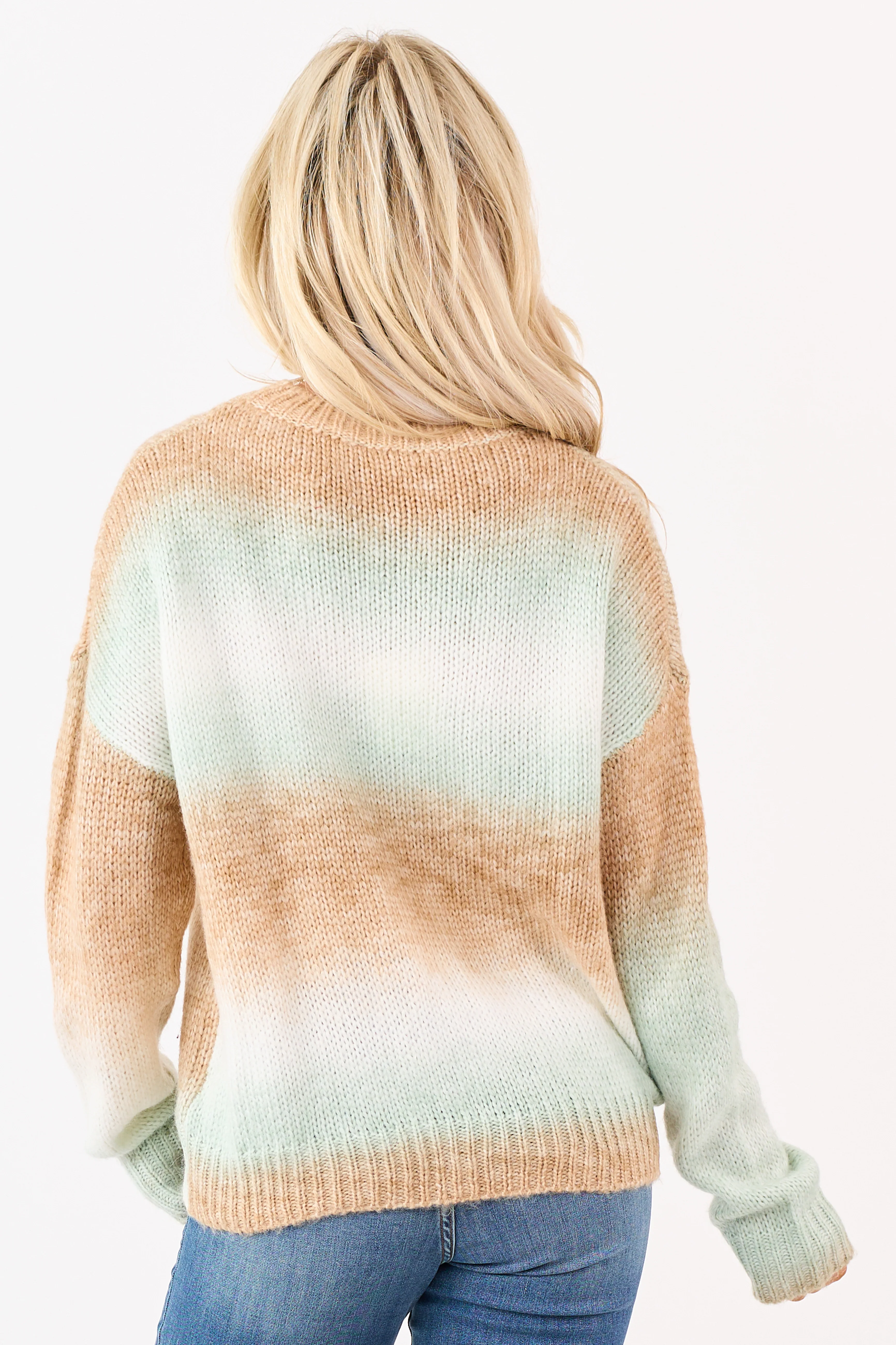 Mint Ombre Wool Blend Knit Relaxed Sweater - Image 5